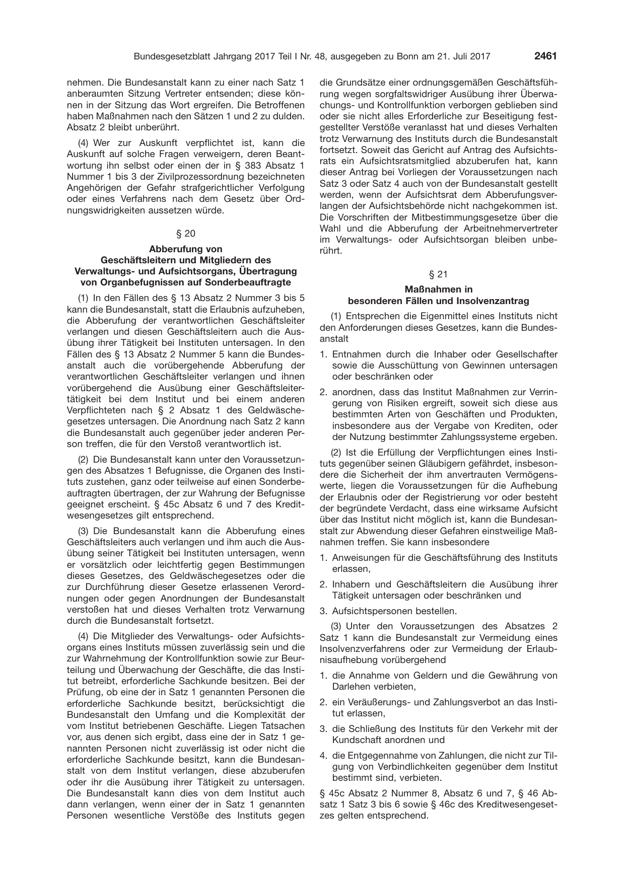 BGBl. 2017, Seite 2461 — Originalseite als Abbildung