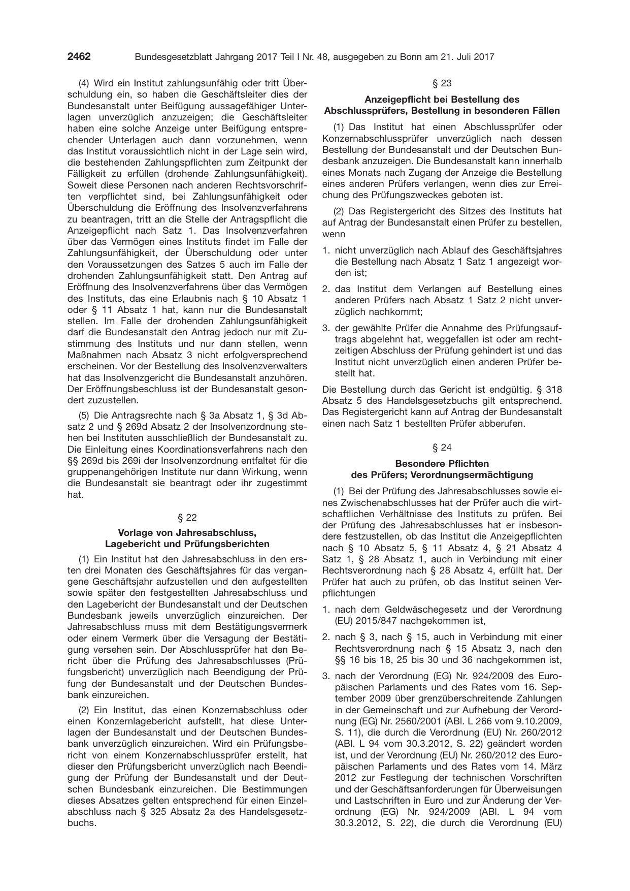 BGBl. 2017, Seite 2462 — Originalseite als Abbildung