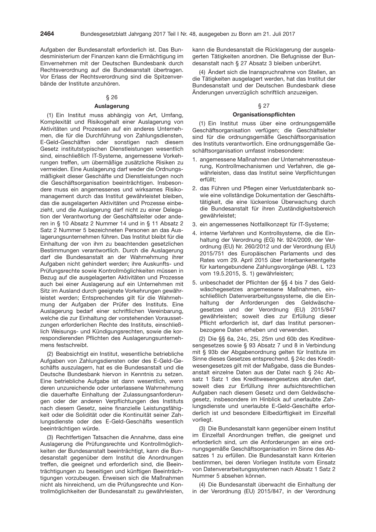 BGBl. 2017, Seite 2464 — Originalseite als Abbildung