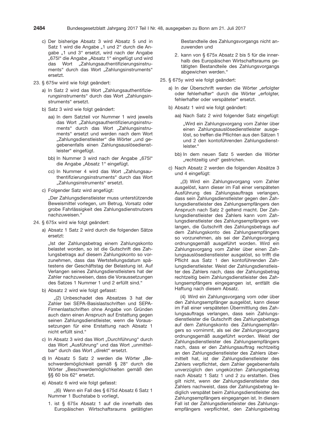BGBl. 2017, Seite 2484 — Originalseite als Abbildung