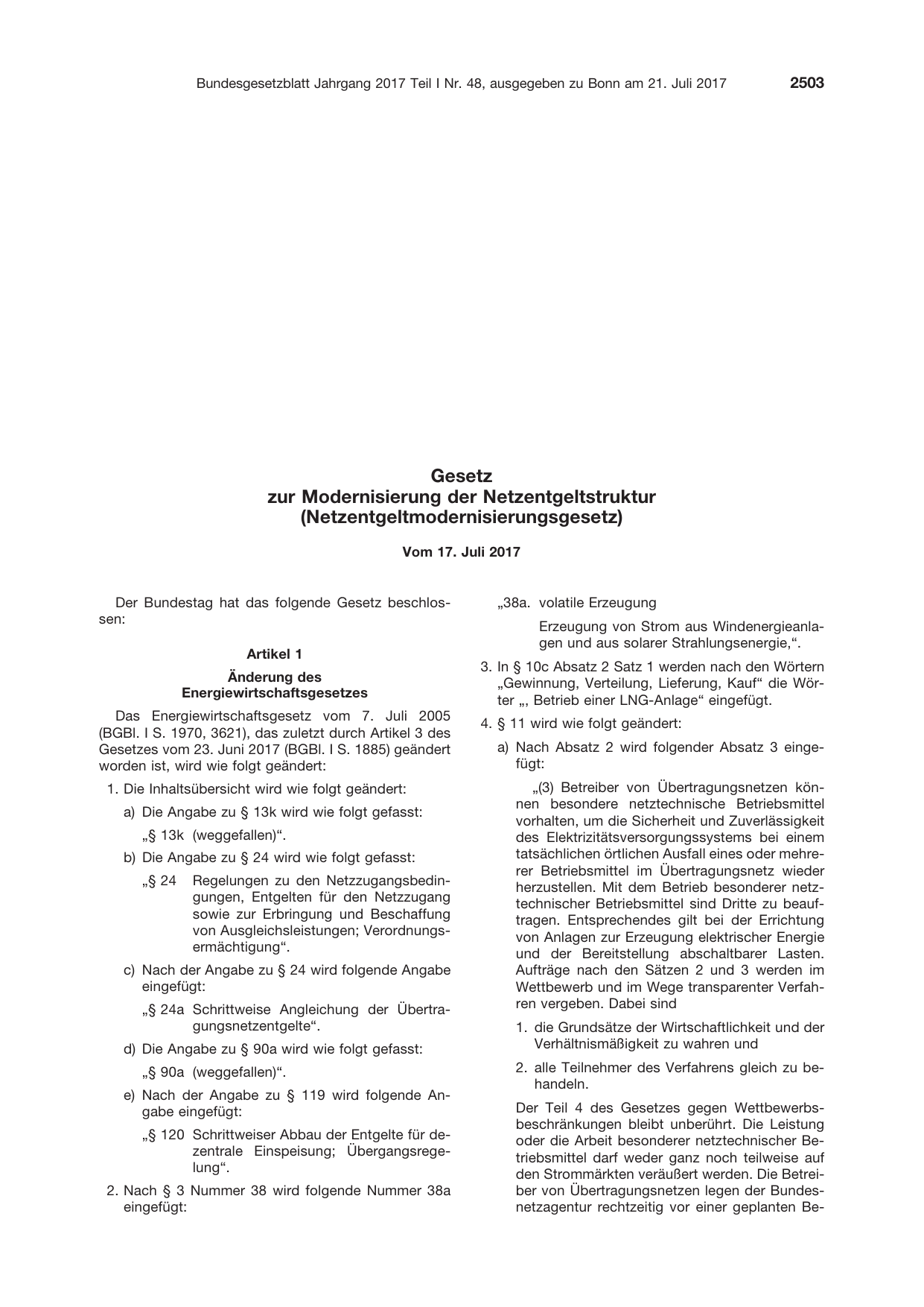 BGBl. 2017, Seite 2503 — Originalseite als Abbildung