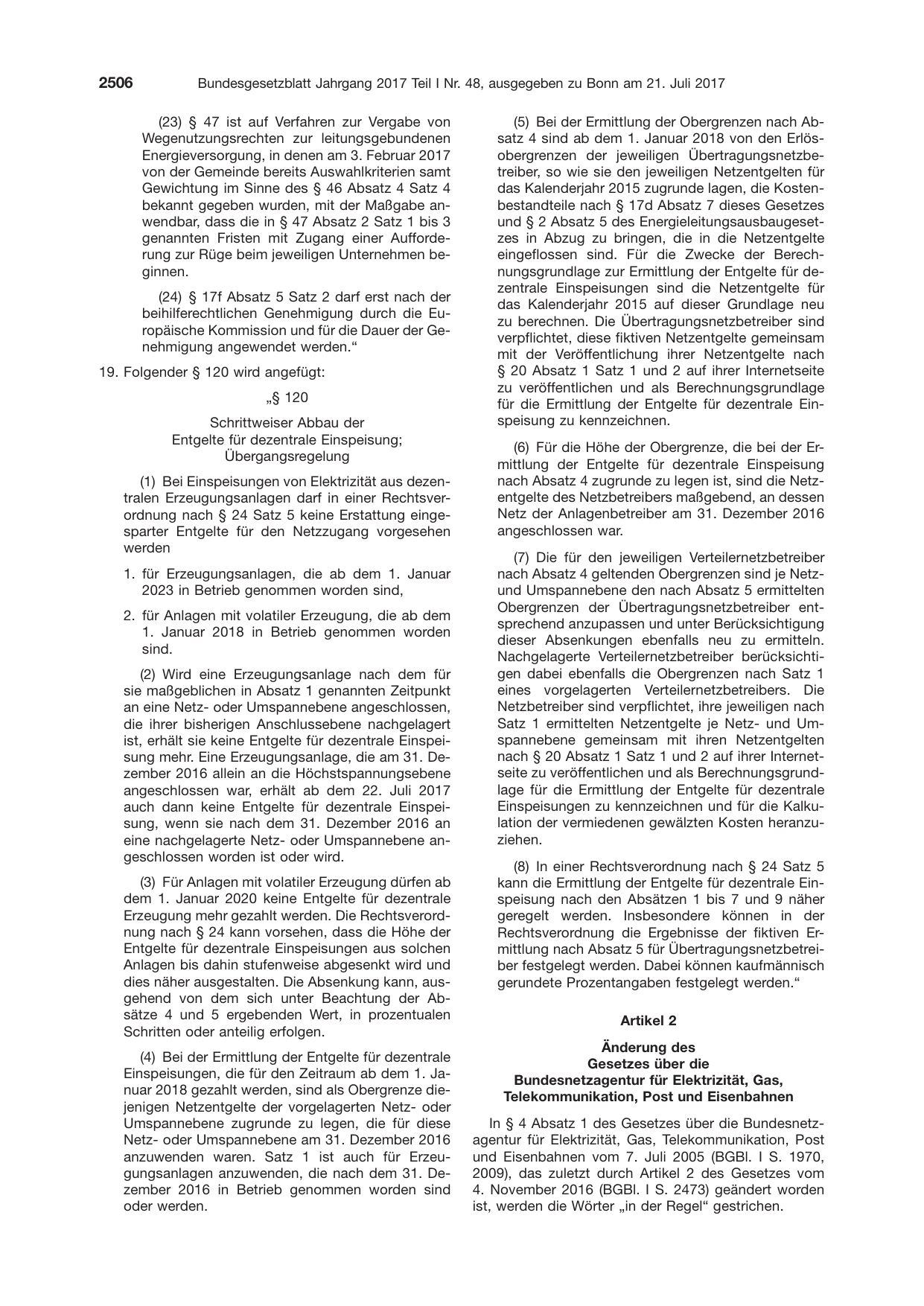 BGBl. 2017, Seite 2506 — Originalseite als Abbildung