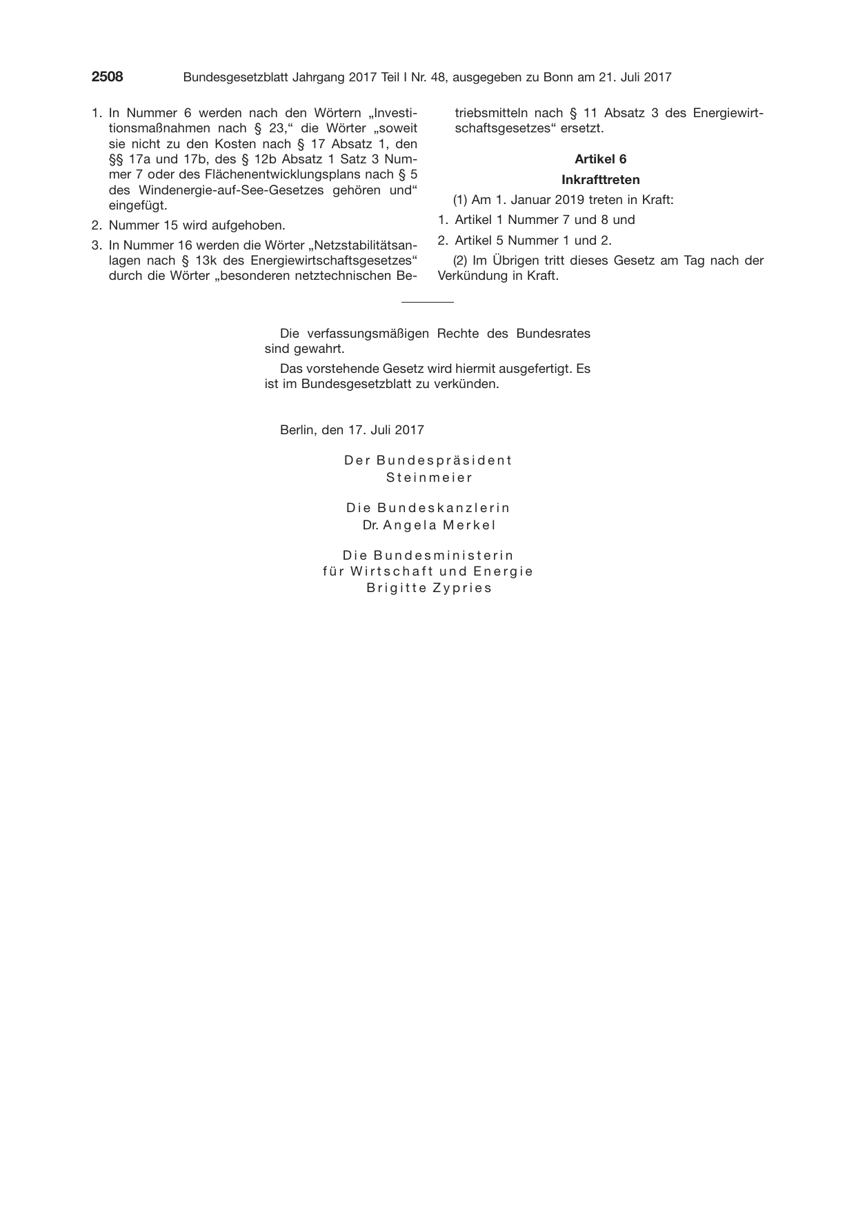 BGBl. 2017, Seite 2508 — Originalseite als Abbildung