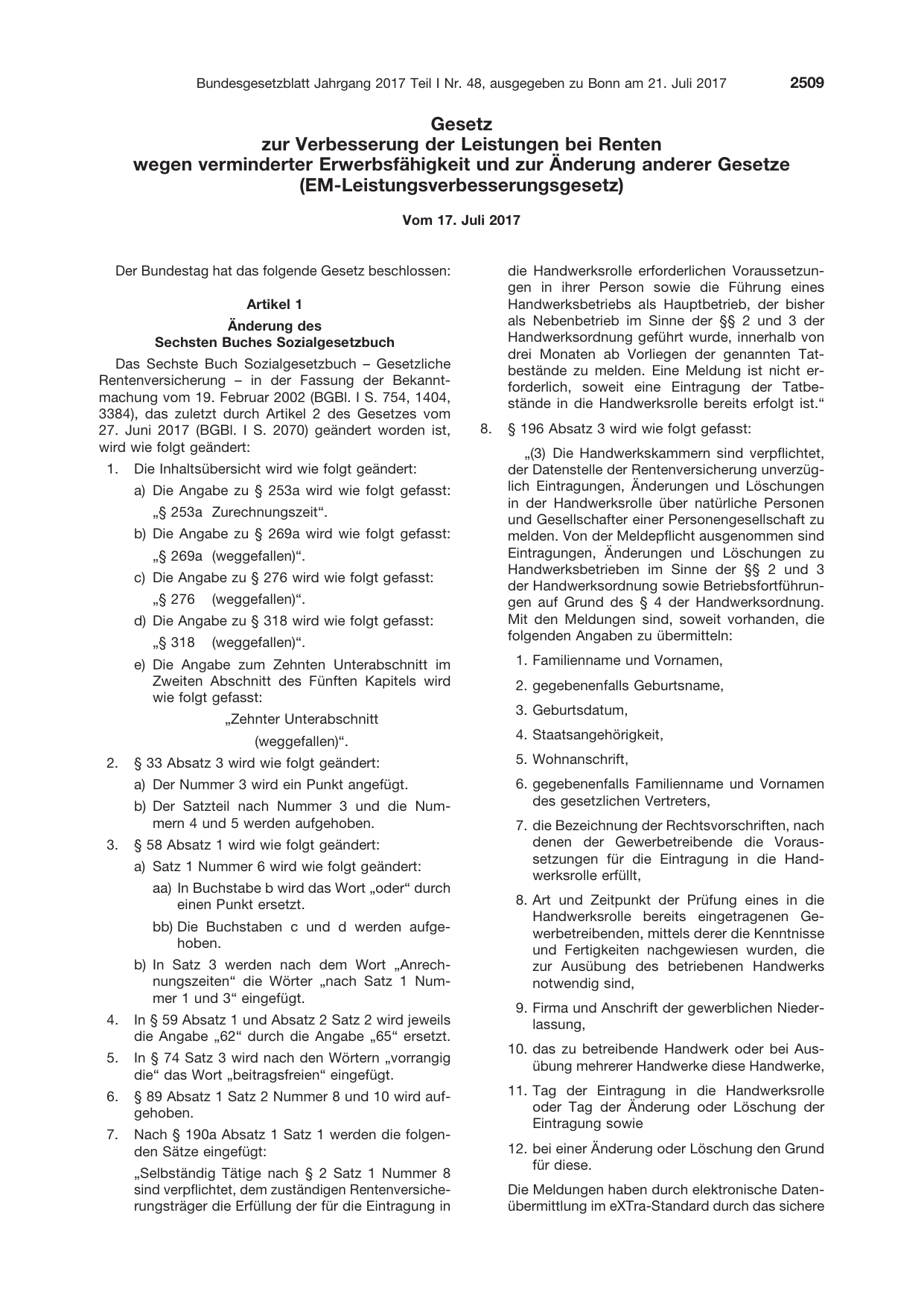 BGBl. 2017, Seite 2509 — Originalseite als Abbildung