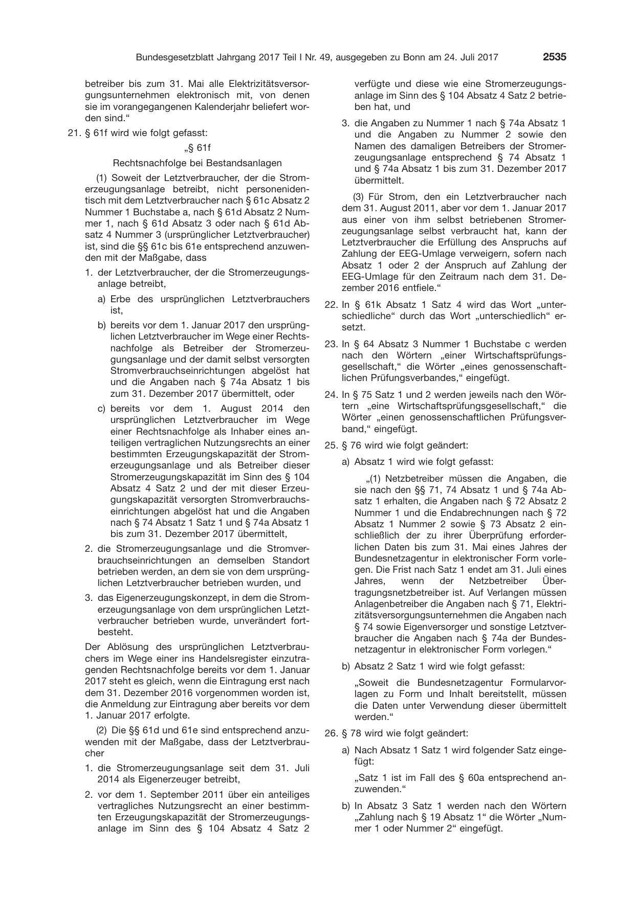 BGBl. 2017, Seite 2535 — Originalseite als Abbildung