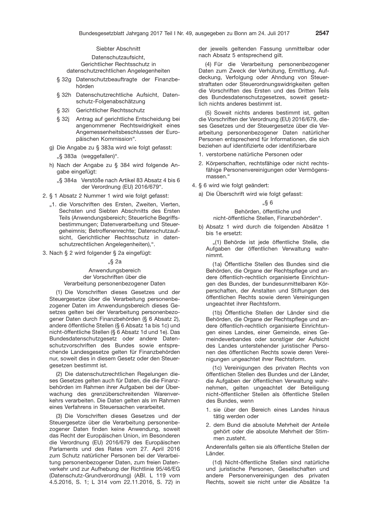 BGBl. 2017, Seite 2547 — Originalseite als Abbildung