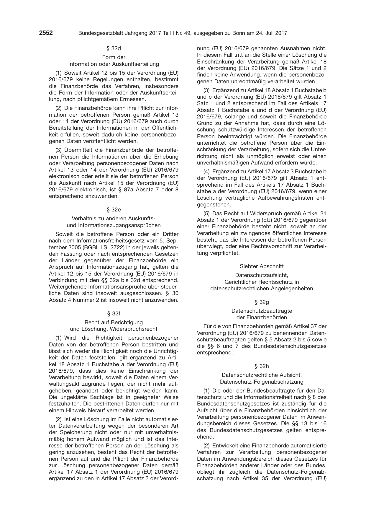 BGBl. 2017, Seite 2552 — Originalseite als Abbildung