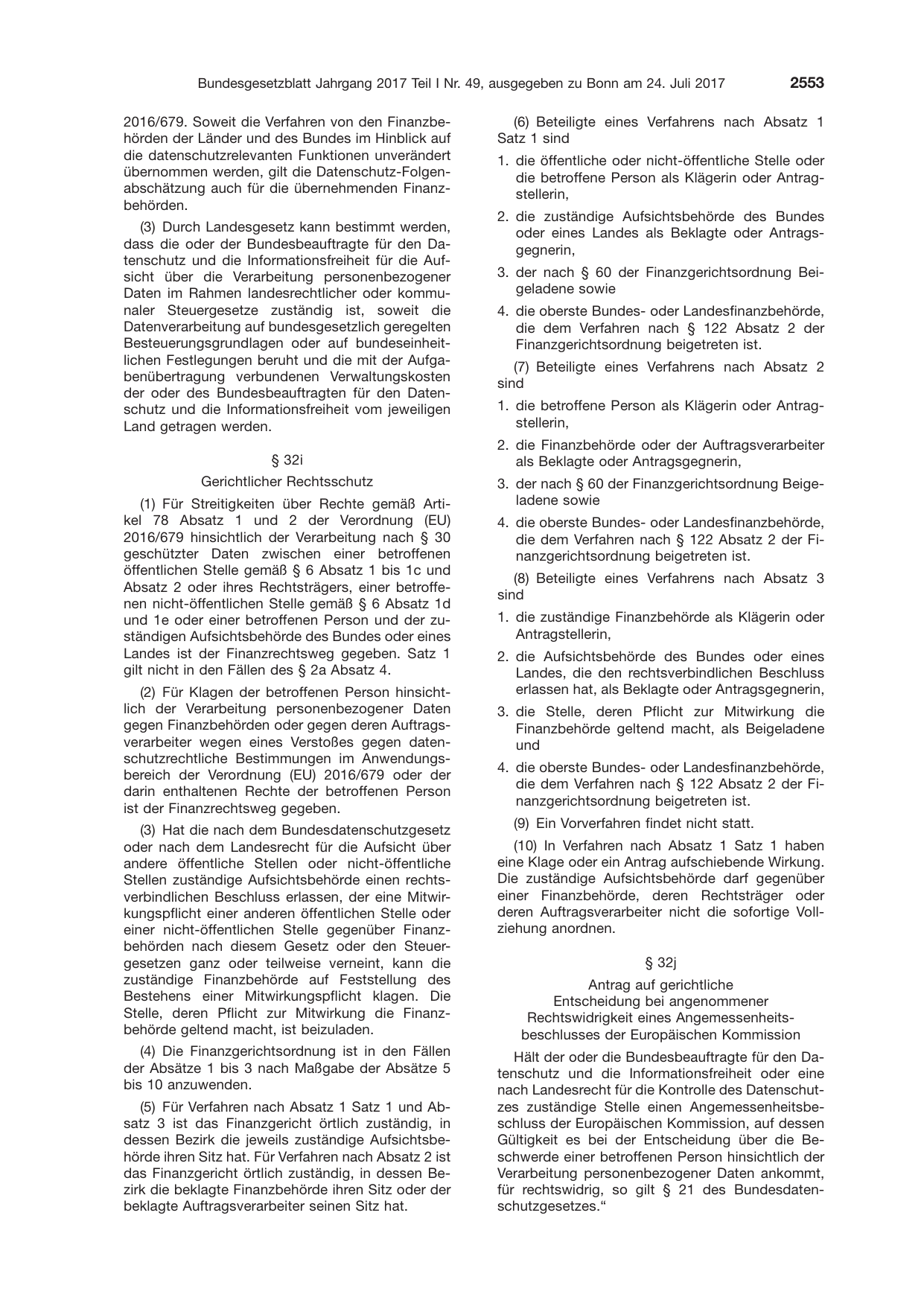 BGBl. 2017, Seite 2553 — Originalseite als Abbildung
