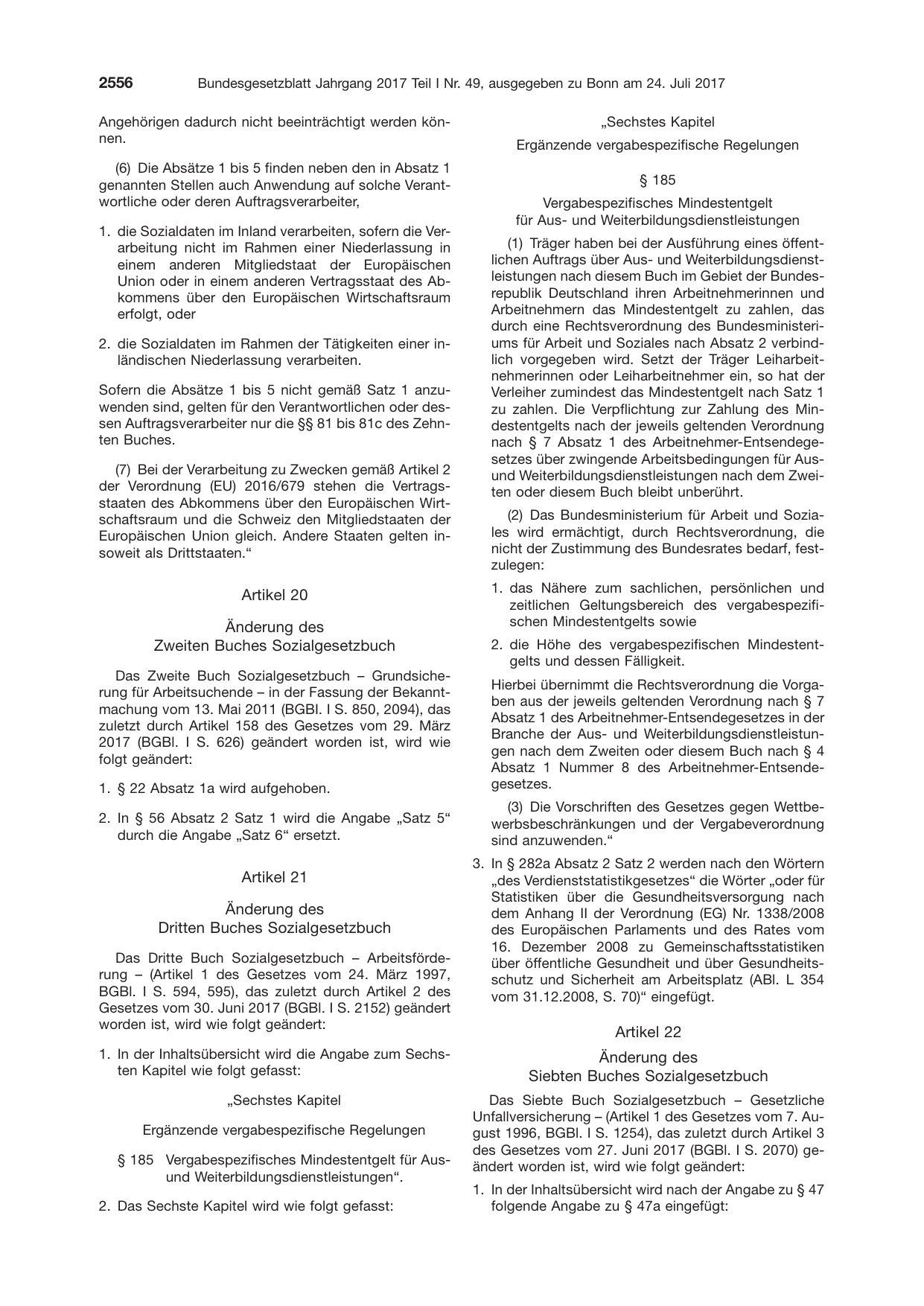 BGBl. 2017, Seite 2556 — Originalseite als Abbildung