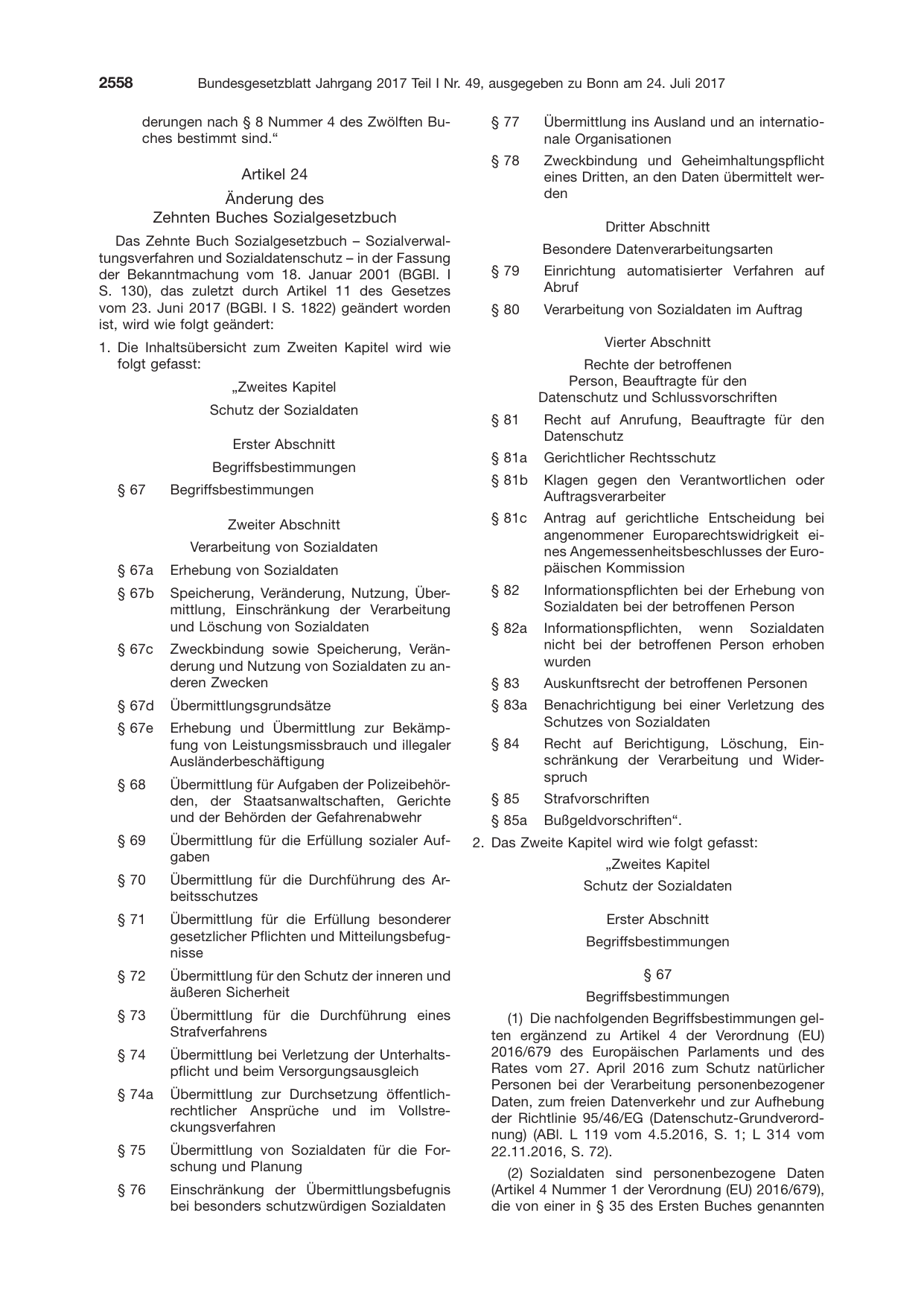 BGBl. 2017, Seite 2558 — Originalseite als Abbildung