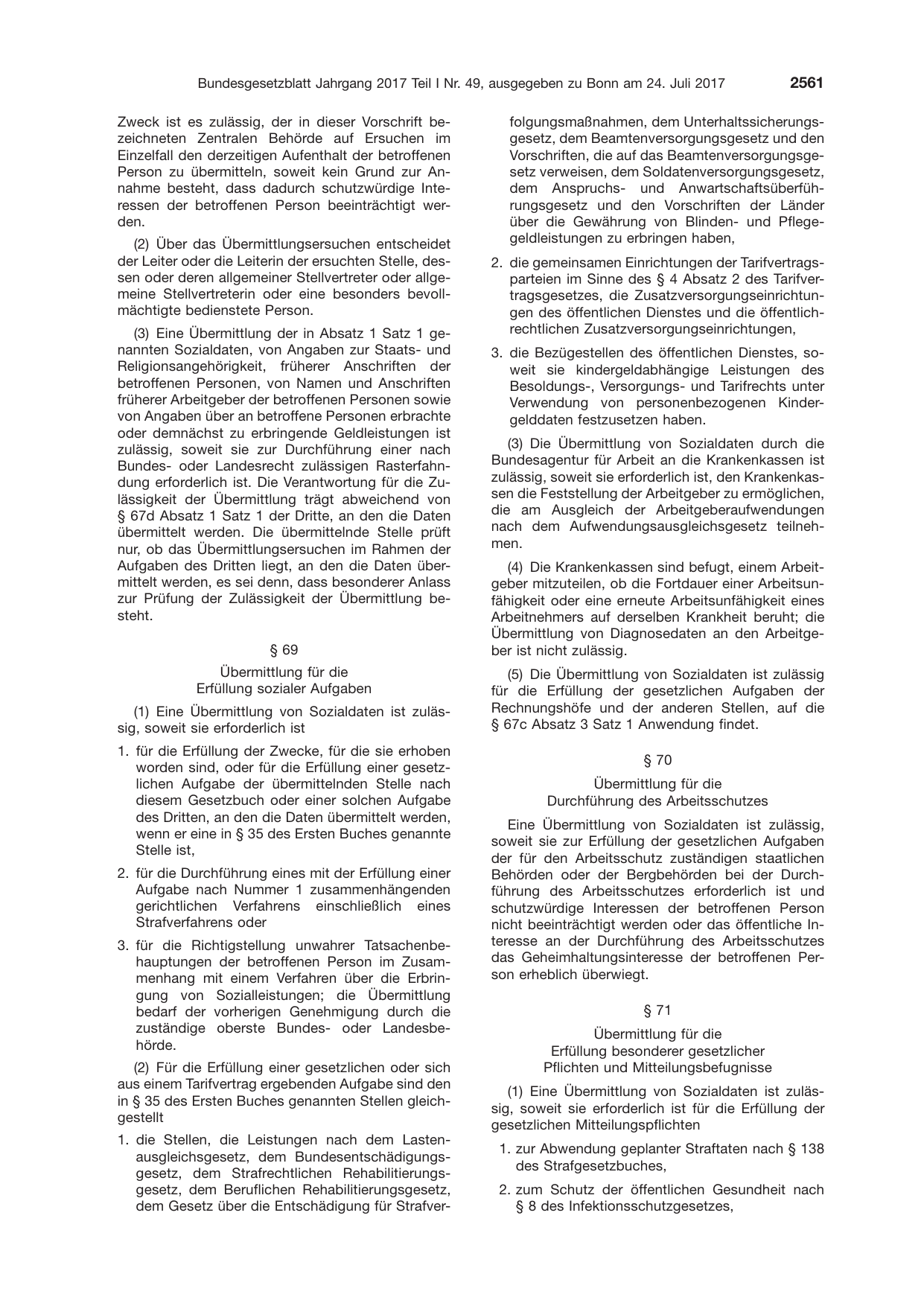 BGBl. 2017, Seite 2561 — Originalseite als Abbildung