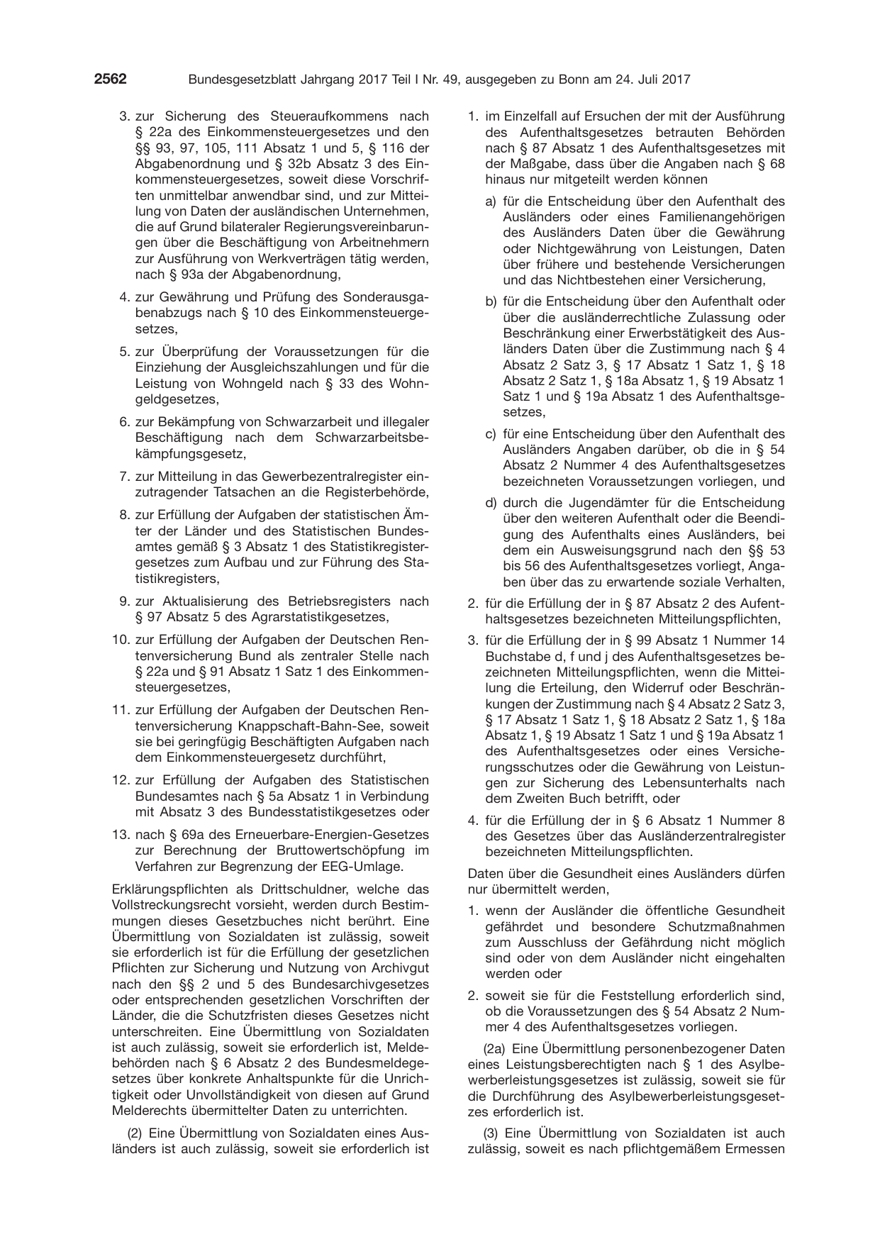 BGBl. 2017, Seite 2562 — Originalseite als Abbildung