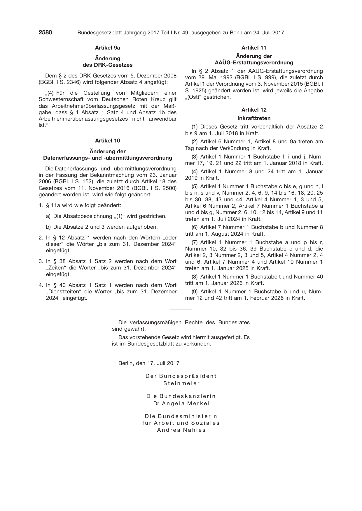 BGBl. 2017, Seite 2580 — Originalseite als Abbildung