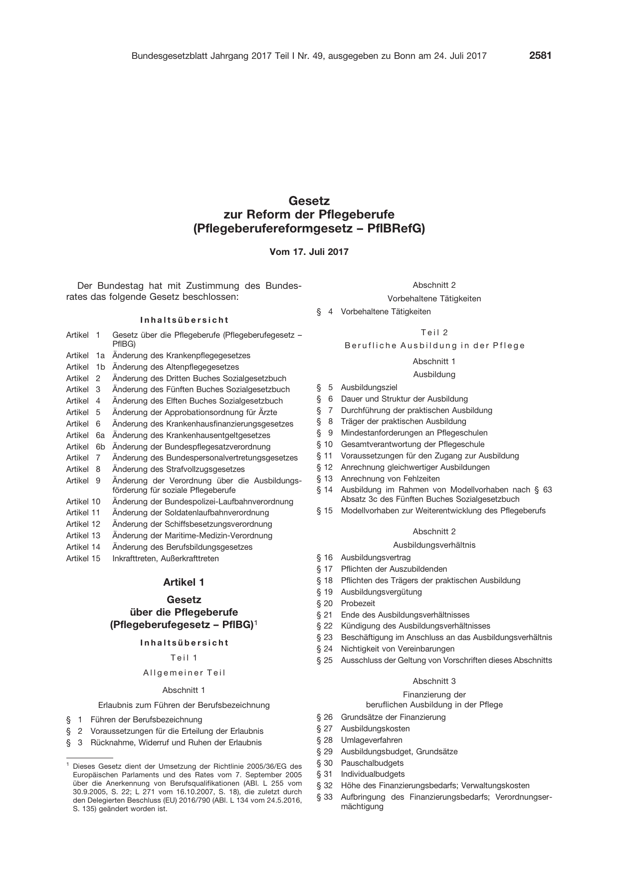 BGBl. 2017, Seite 2581 — Originalseite als Abbildung