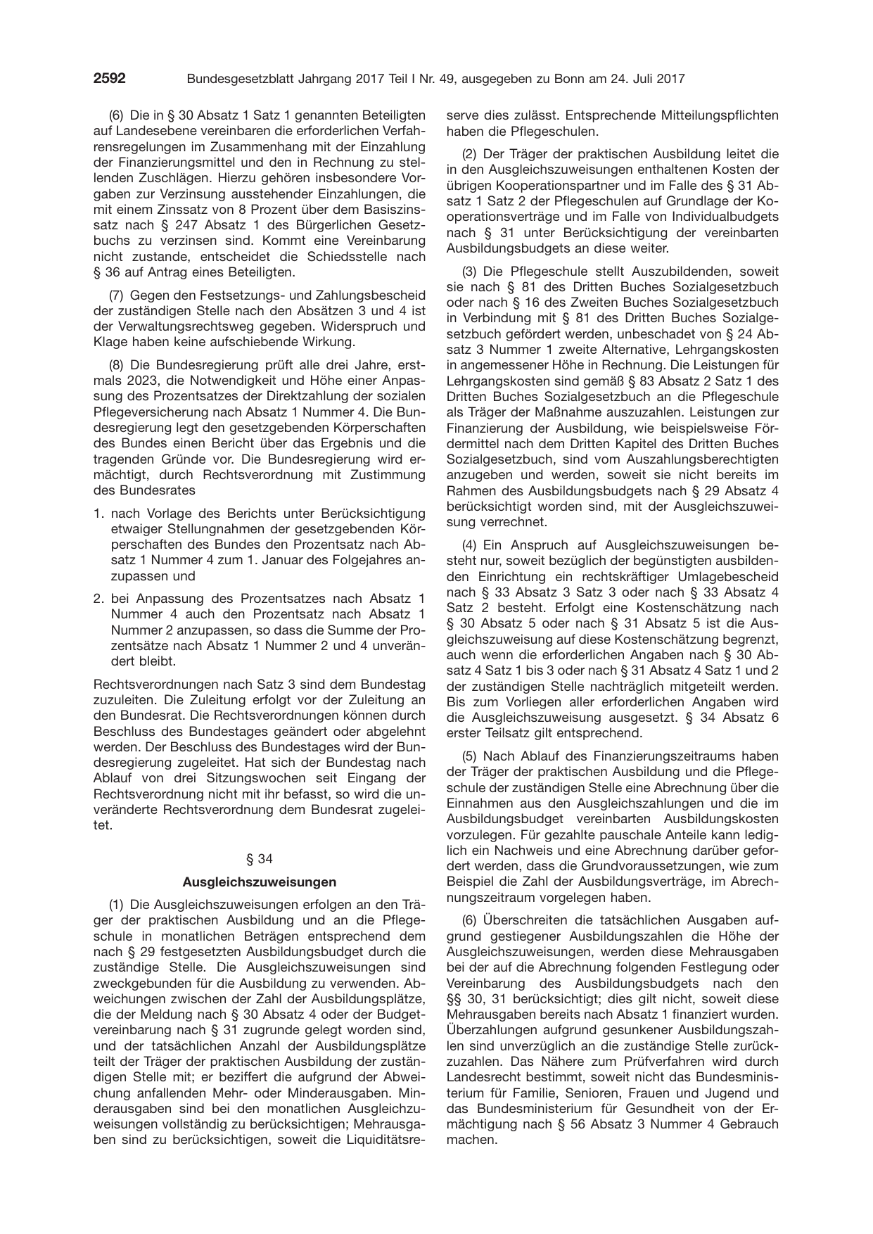 BGBl. 2017, Seite 2592 — Originalseite als Abbildung