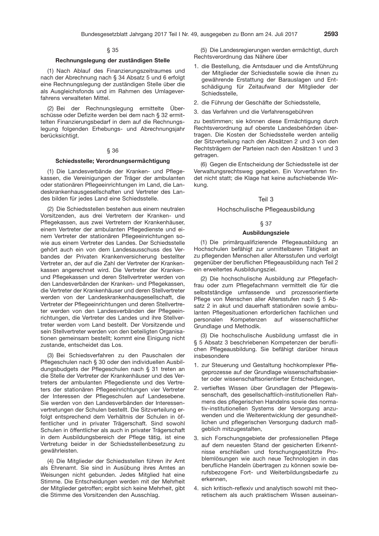 BGBl. 2017, Seite 2593 — Originalseite als Abbildung