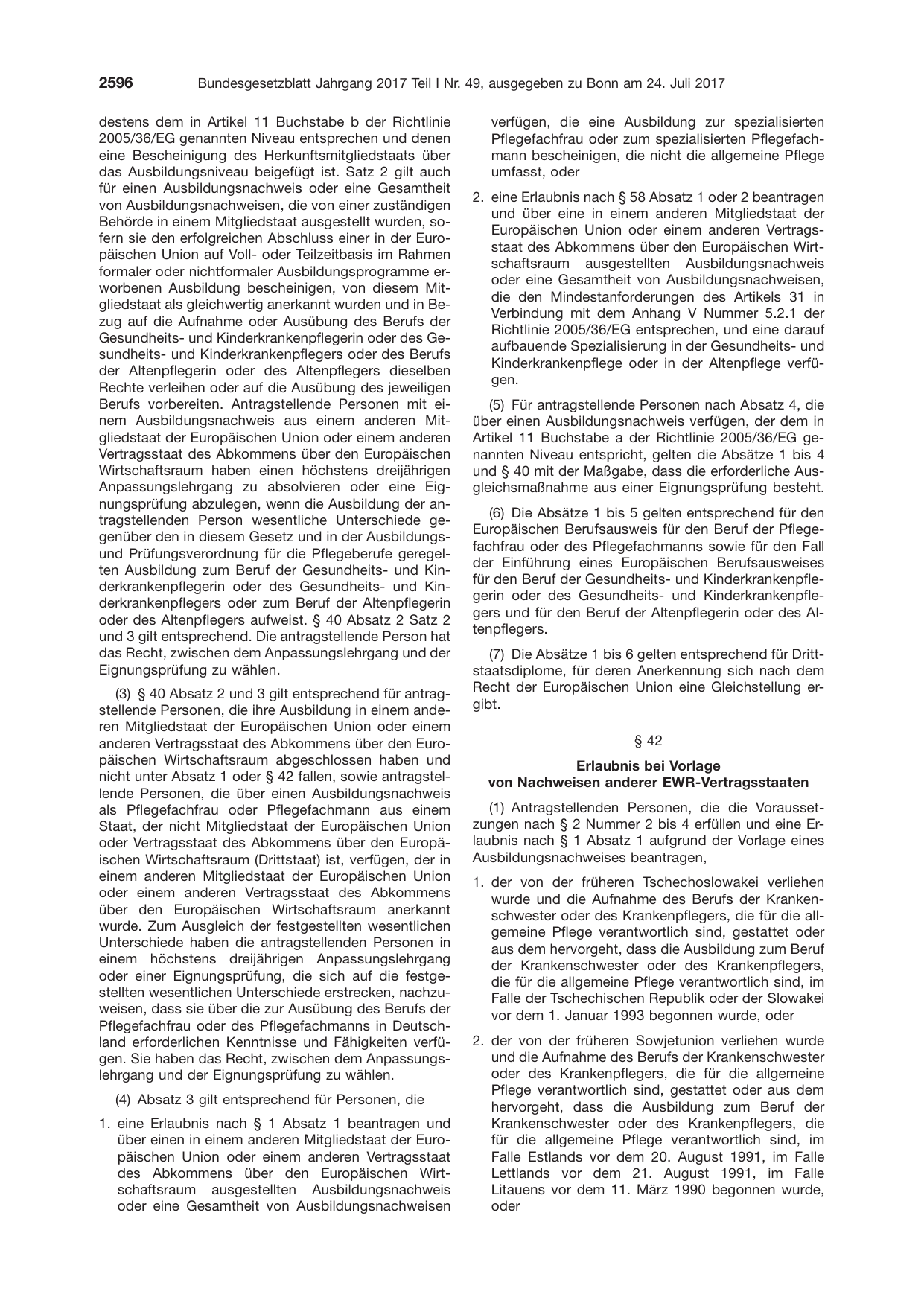 BGBl. 2017, Seite 2596 — Originalseite als Abbildung