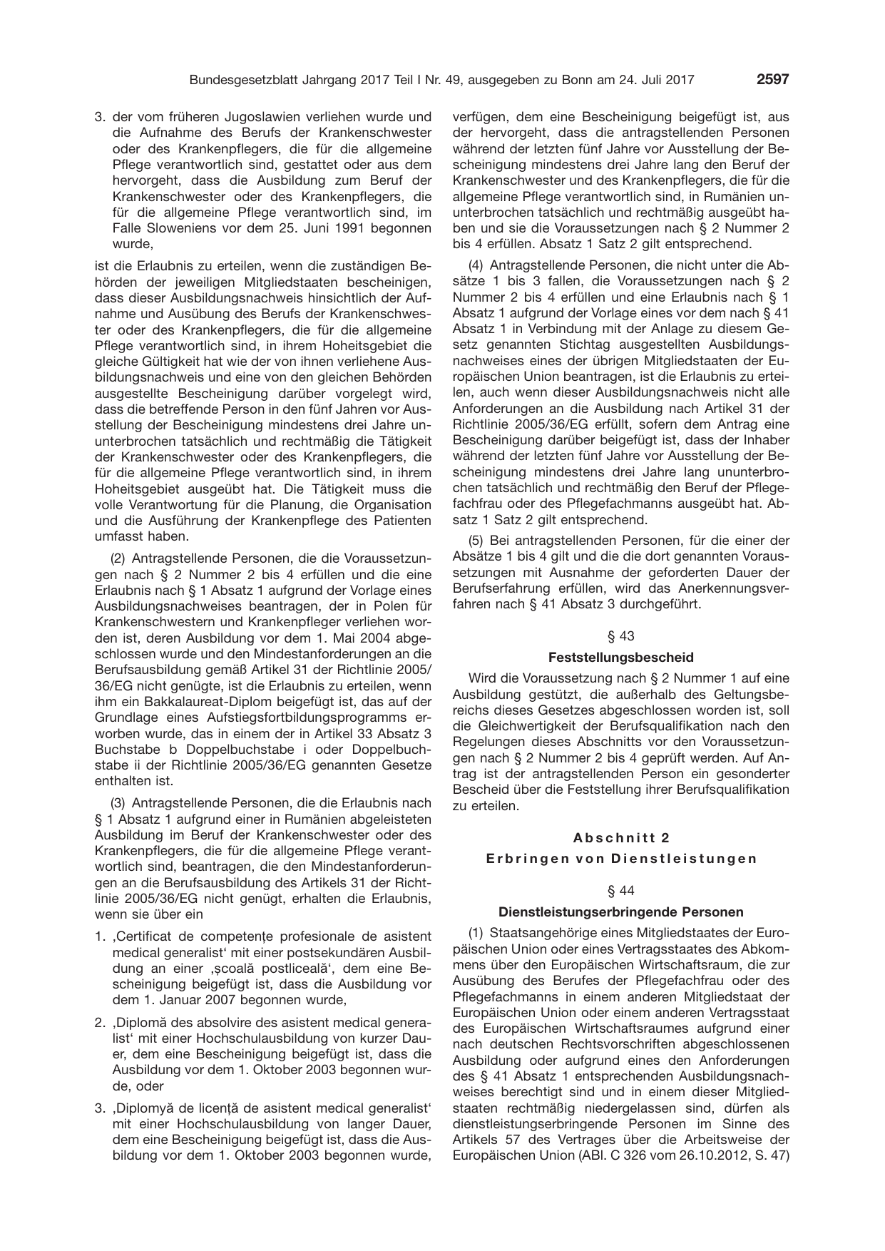 BGBl. 2017, Seite 2597 — Originalseite als Abbildung