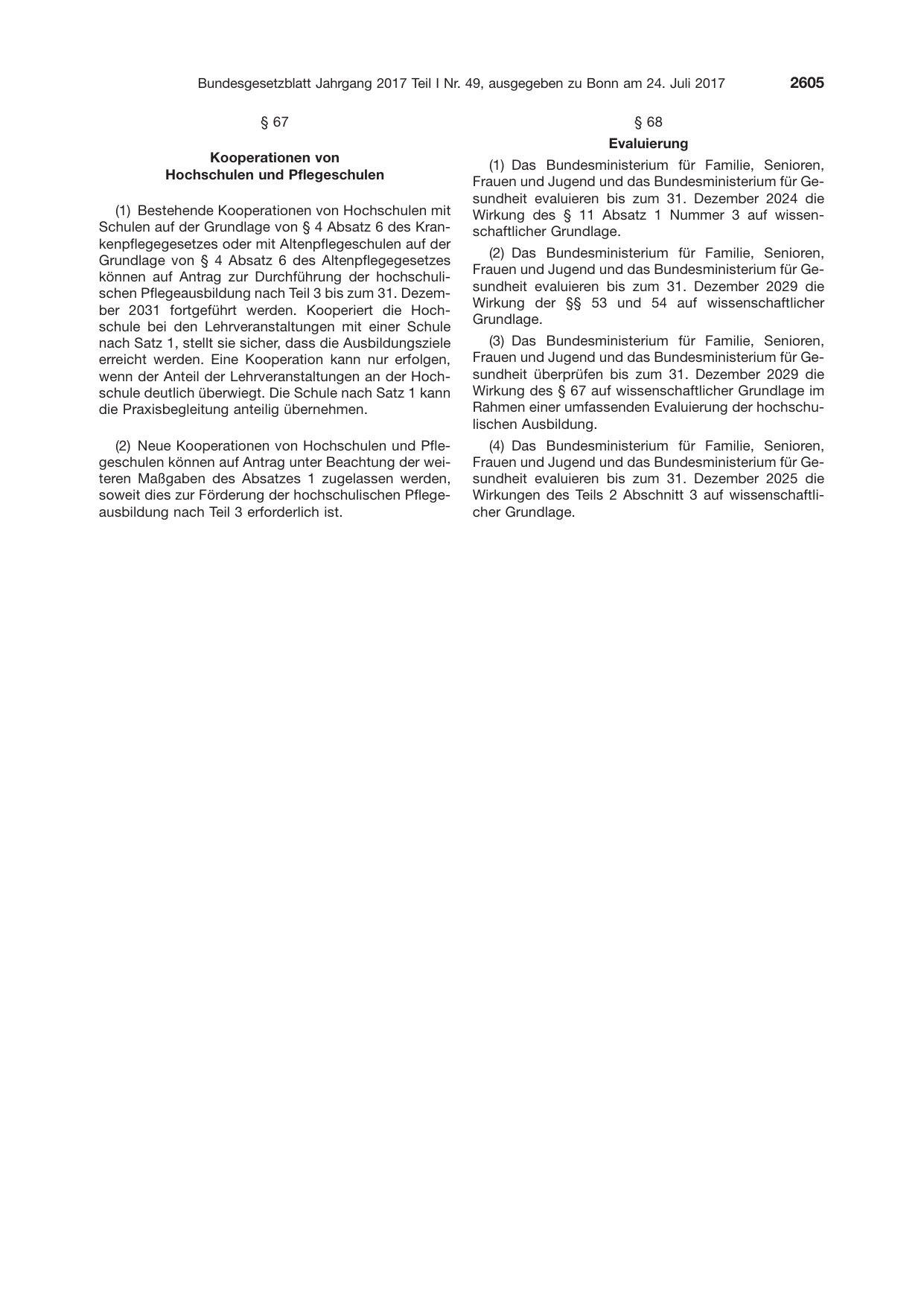 BGBl. 2017, Seite 2605 — Originalseite als Abbildung