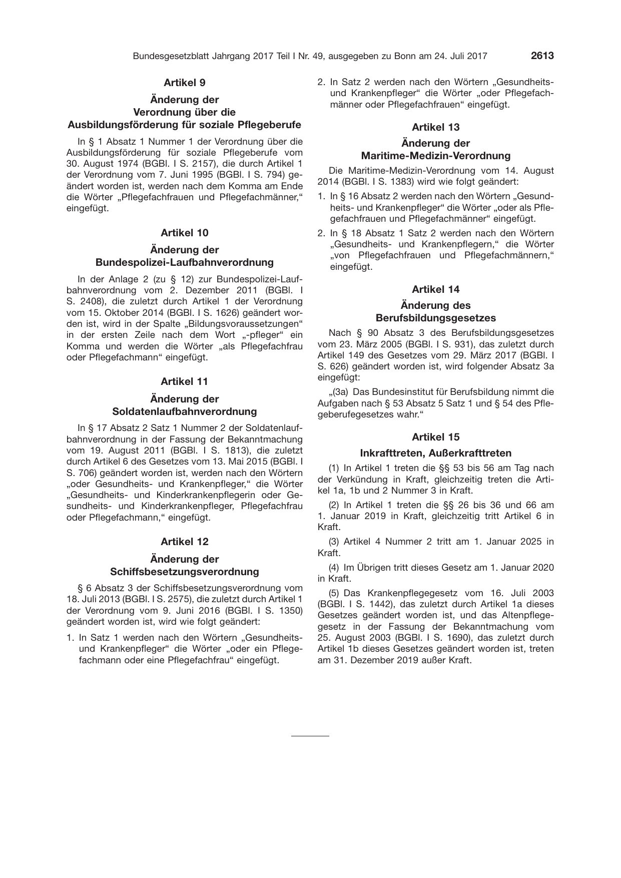 BGBl. 2017, Seite 2613 — Originalseite als Abbildung