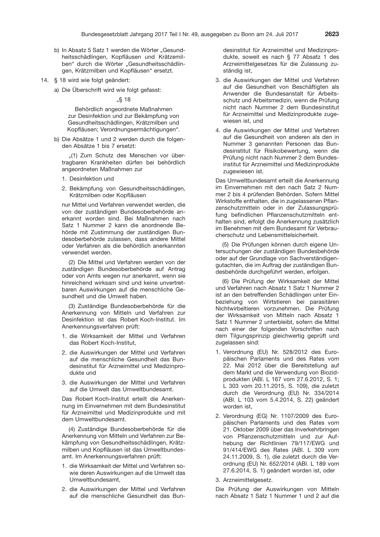 BGBl. 2017, Seite 2623 — Originalseite als Abbildung