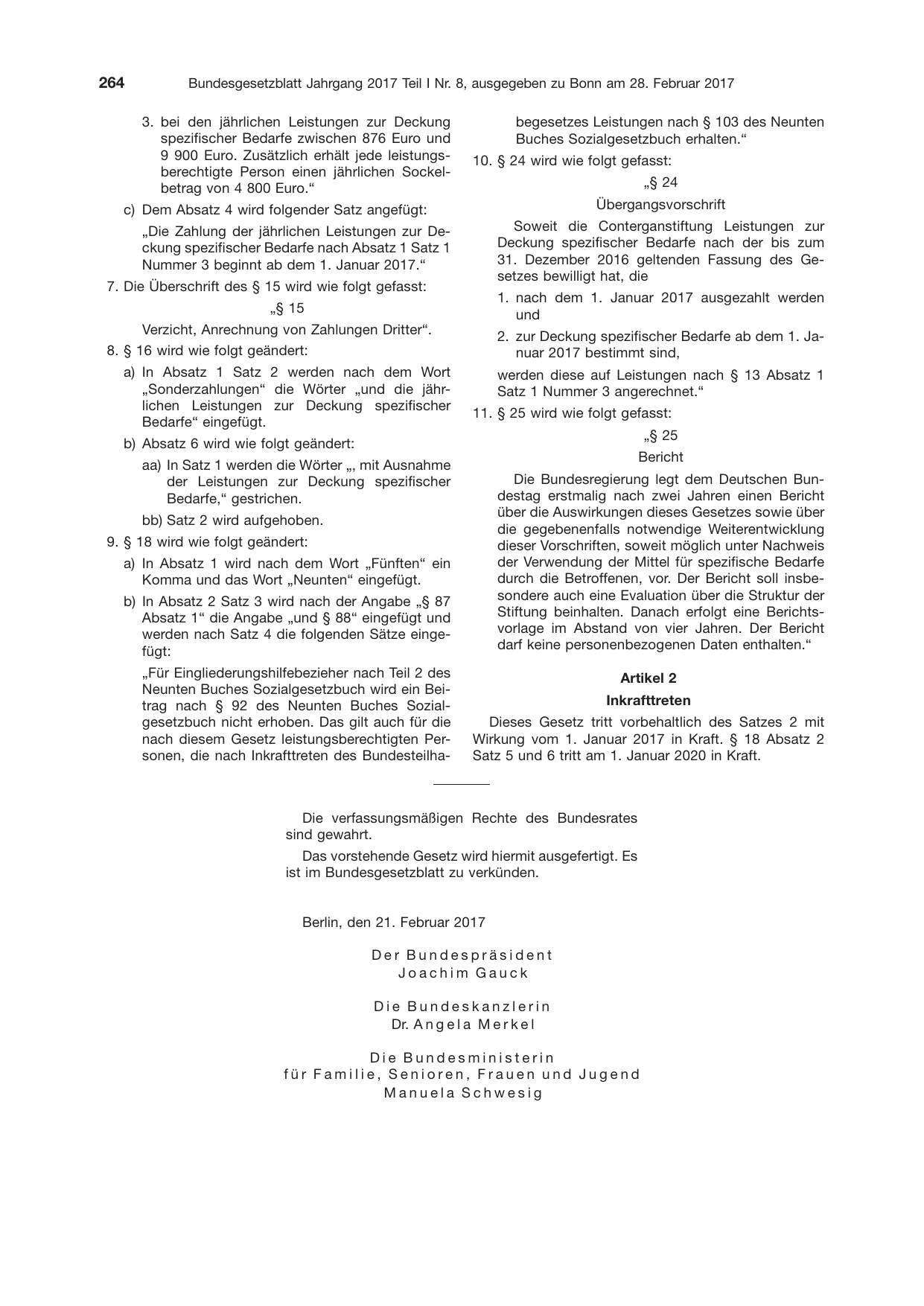 BGBl. 2017, Seite 264 — Originalseite als Abbildung