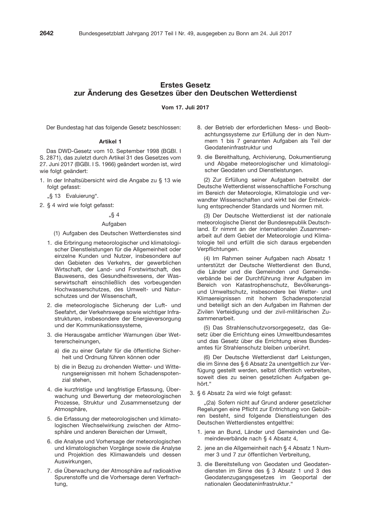 BGBl. 2017, Seite 2642 — Originalseite als Abbildung