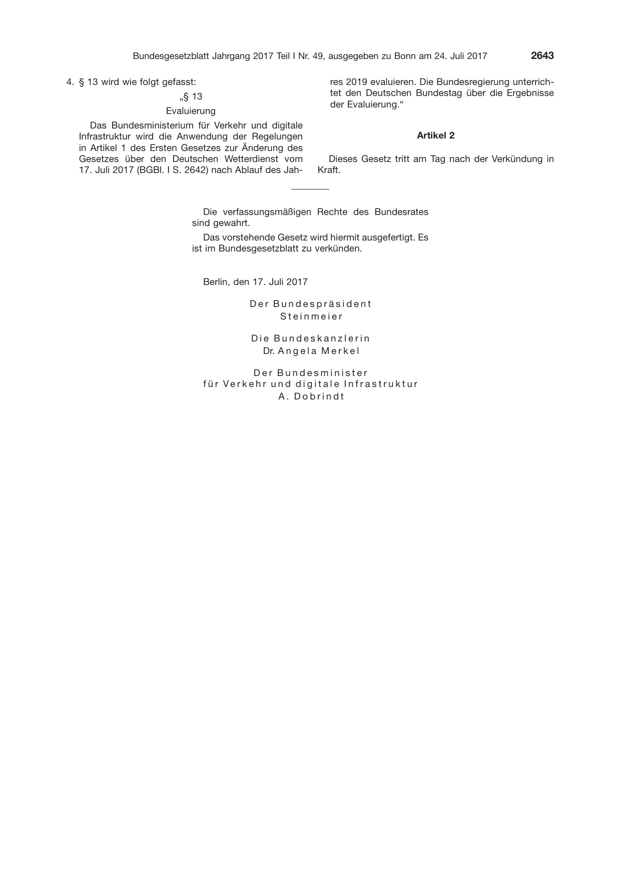BGBl. 2017, Seite 2643 — Originalseite als Abbildung