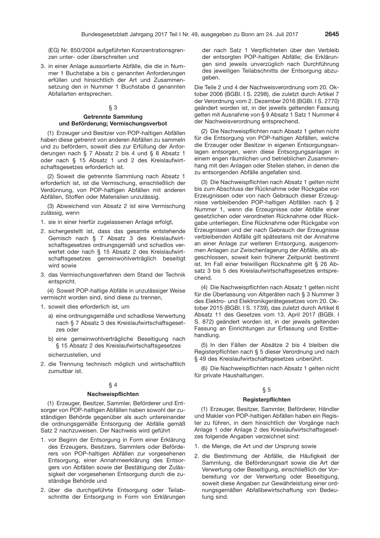 BGBl. 2017, Seite 2645 — Originalseite als Abbildung