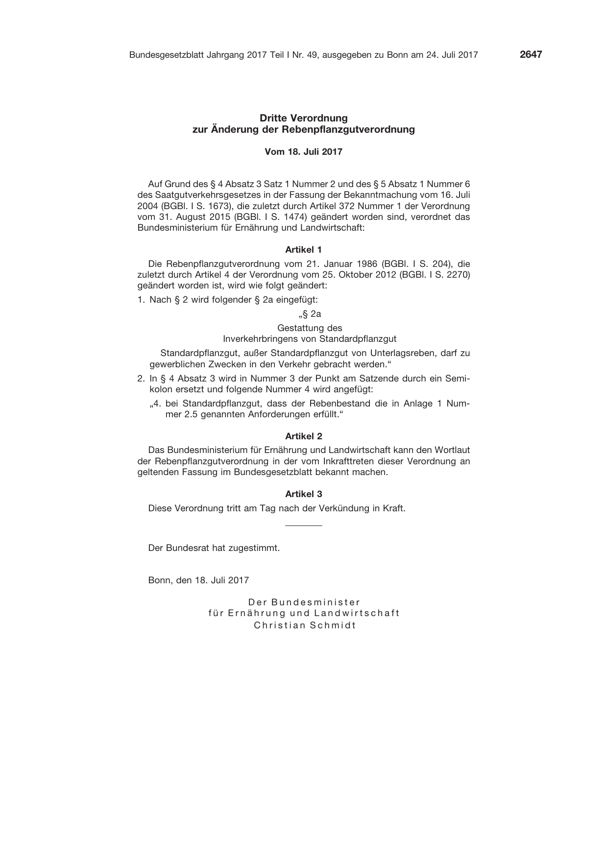 BGBl. 2017, Seite 2647 — Originalseite als Abbildung