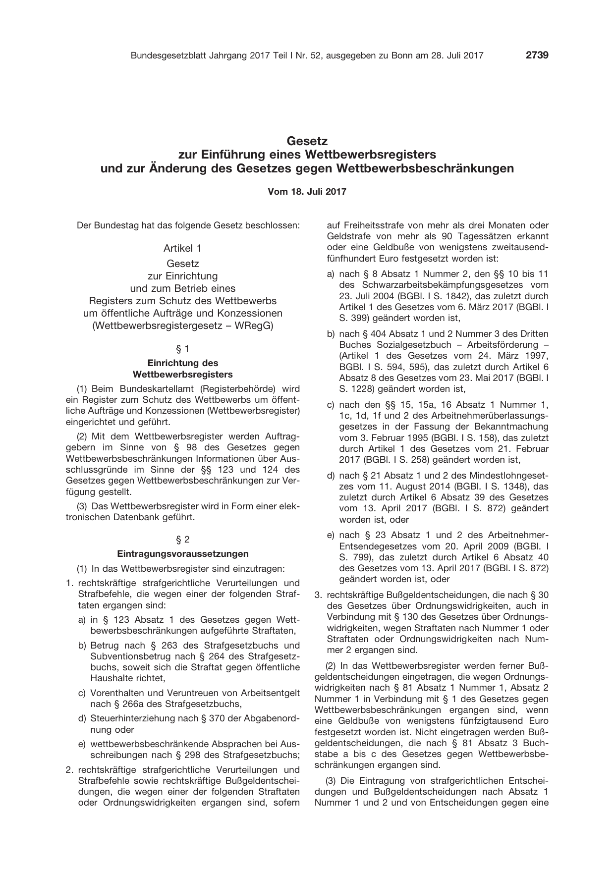 BGBl. 2017, Seite 2739 — Originalseite als Abbildung