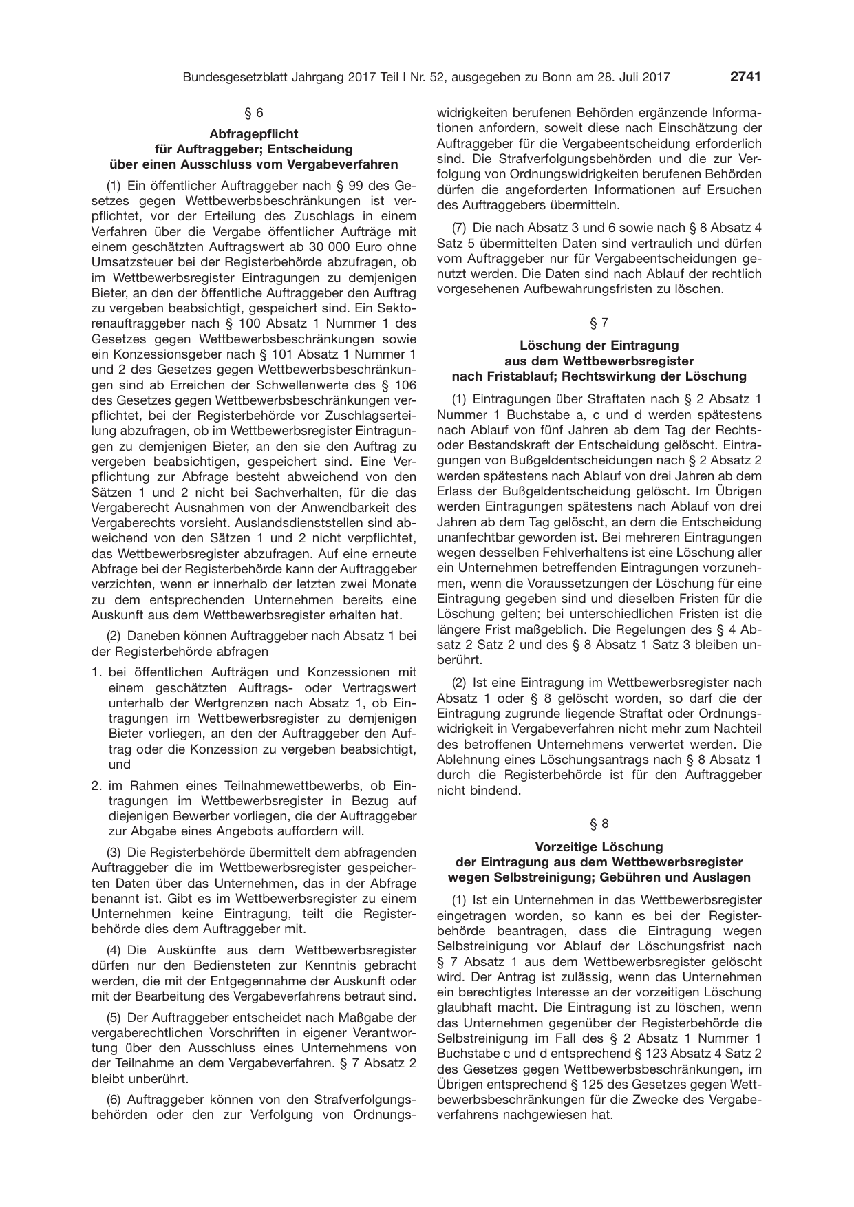 BGBl. 2017, Seite 2741 — Originalseite als Abbildung