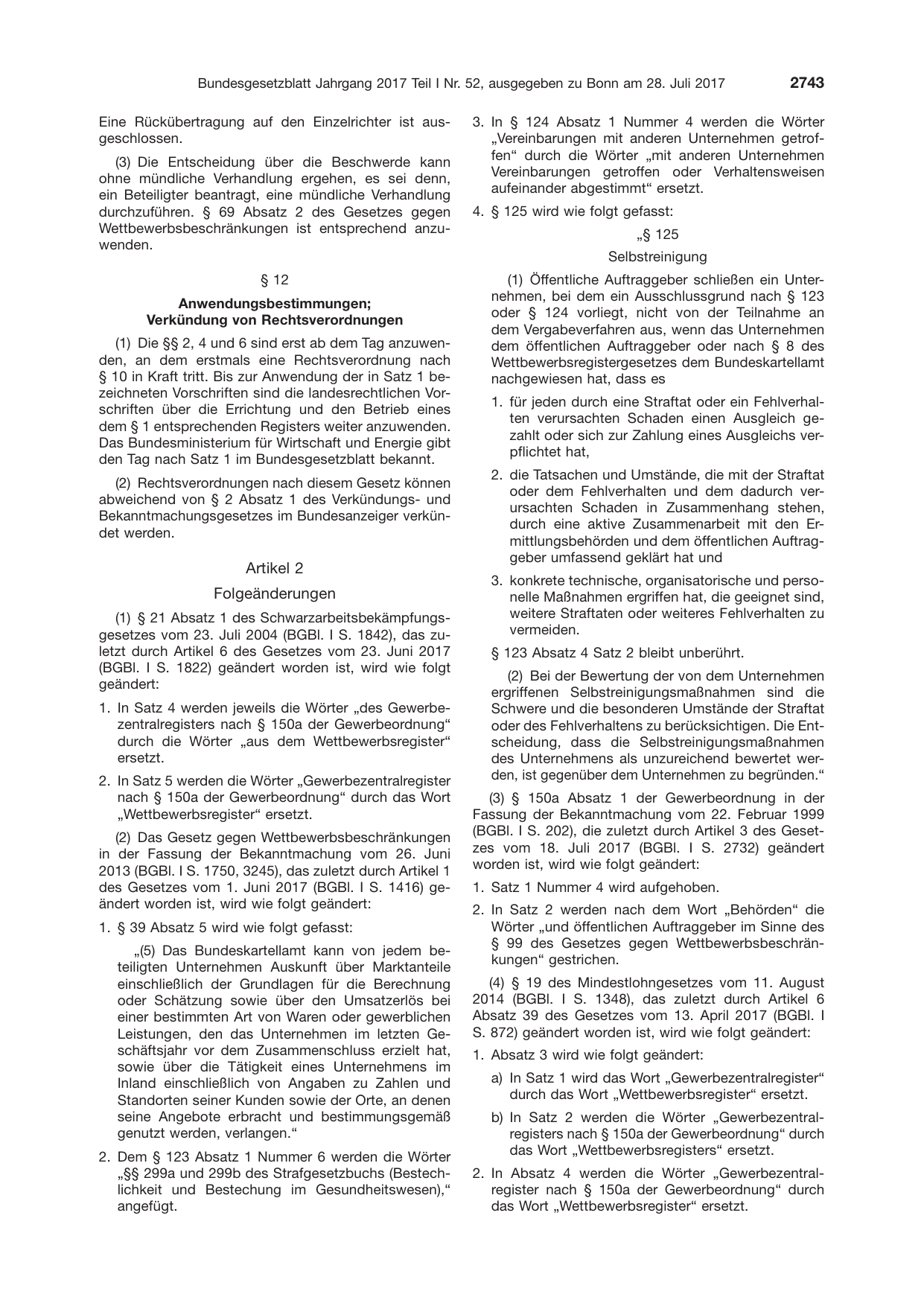 BGBl. 2017, Seite 2743 — Originalseite als Abbildung