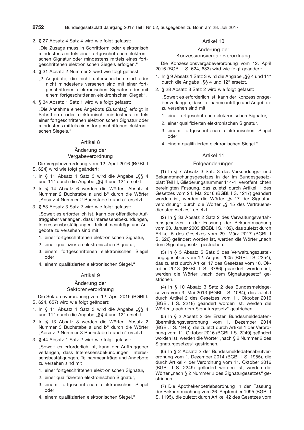 BGBl. 2017, Seite 2752 — Originalseite als Abbildung