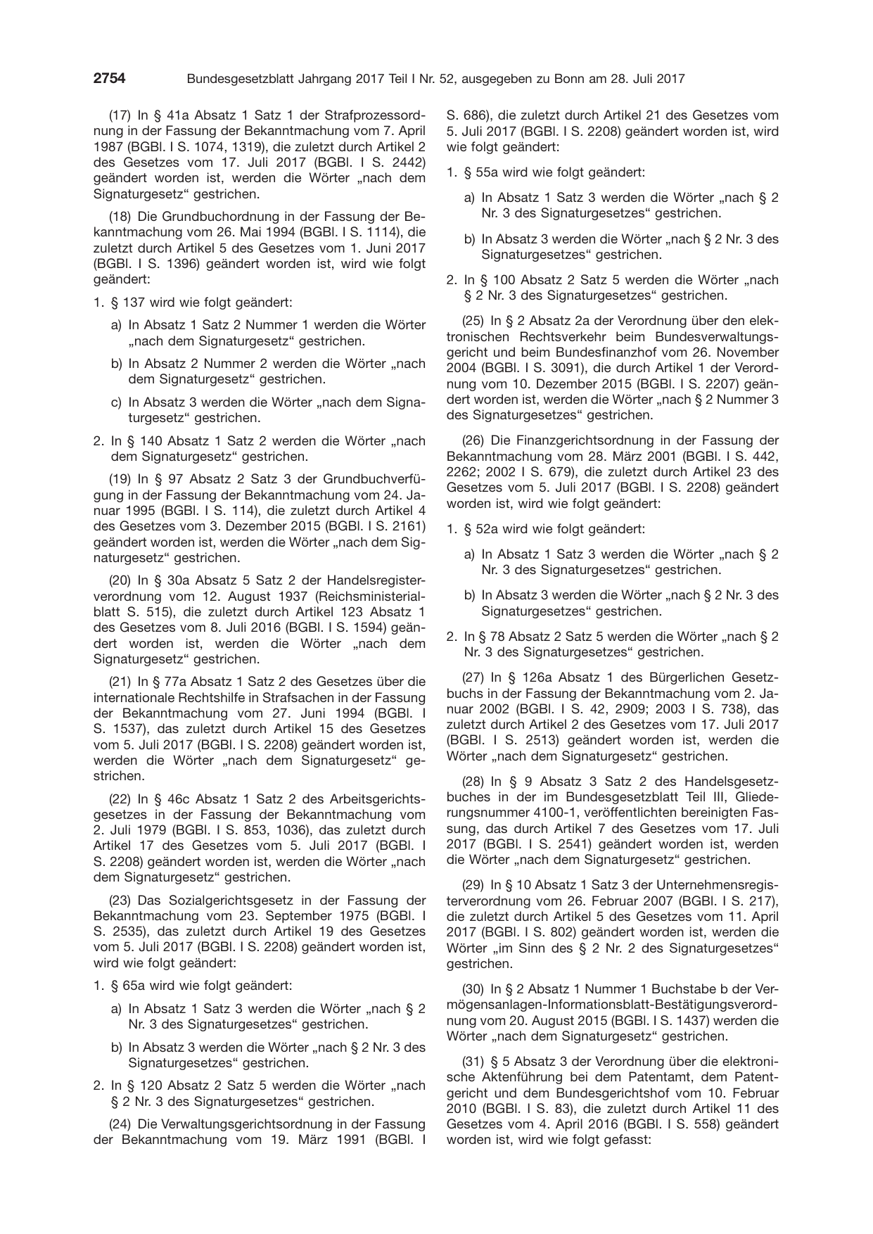BGBl. 2017, Seite 2754 — Originalseite als Abbildung