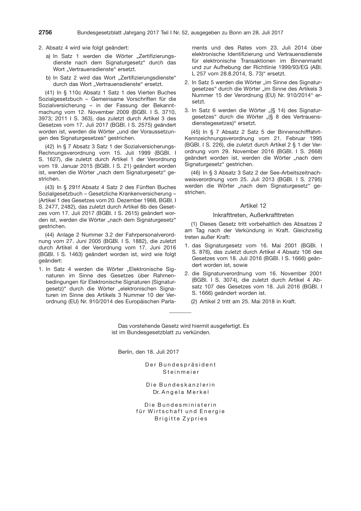 BGBl. 2017, Seite 2756 — Originalseite als Abbildung