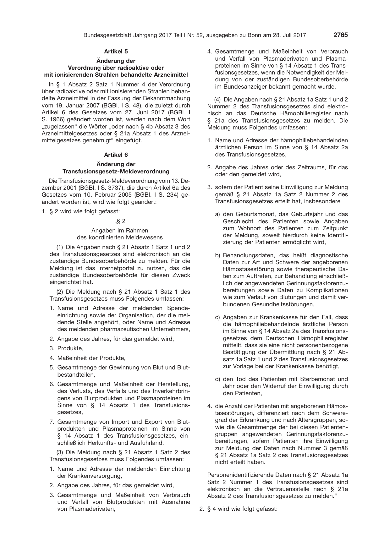 BGBl. 2017, Seite 2765 — Originalseite als Abbildung
