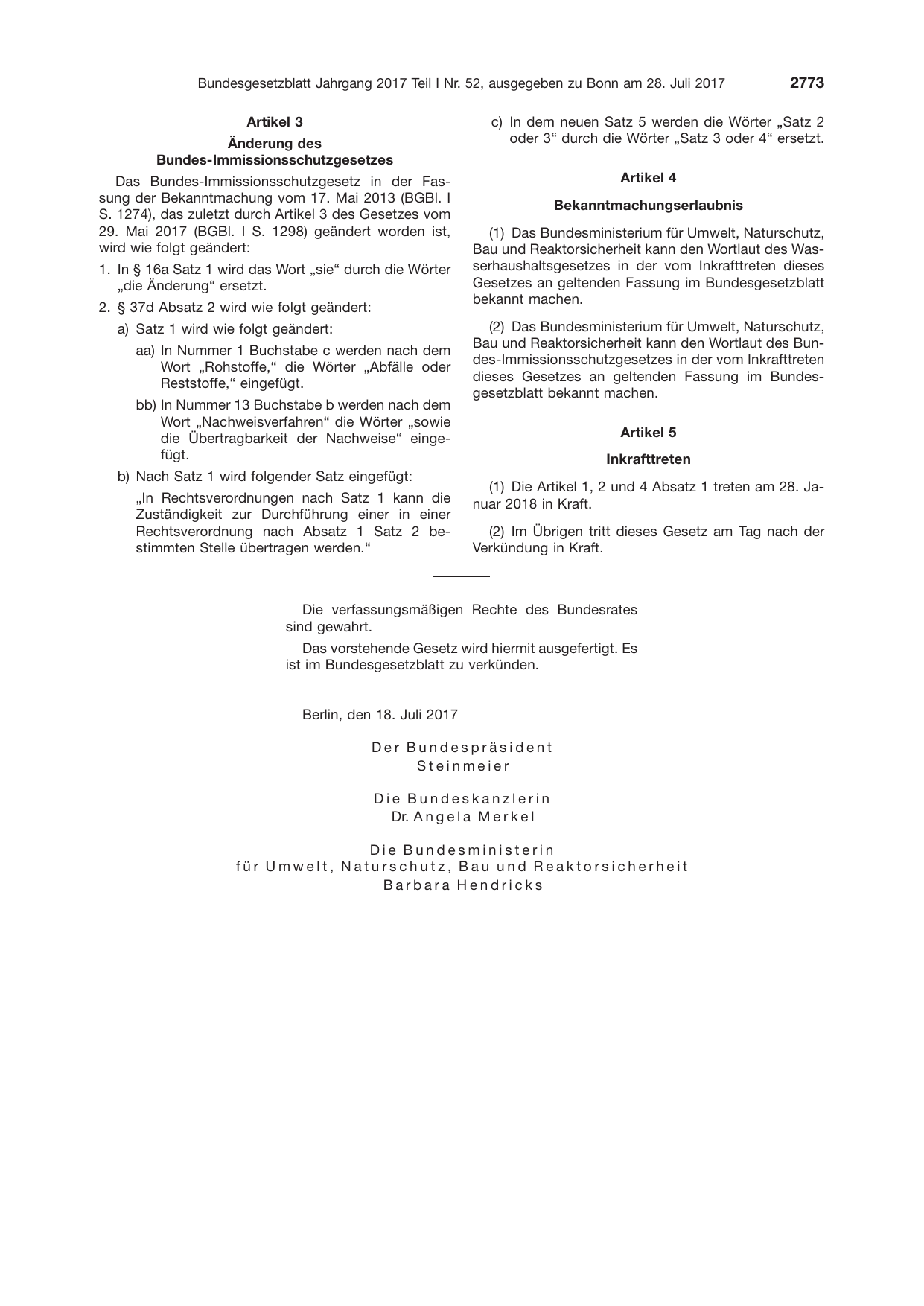 BGBl. 2017, Seite 2773 — Originalseite als Abbildung