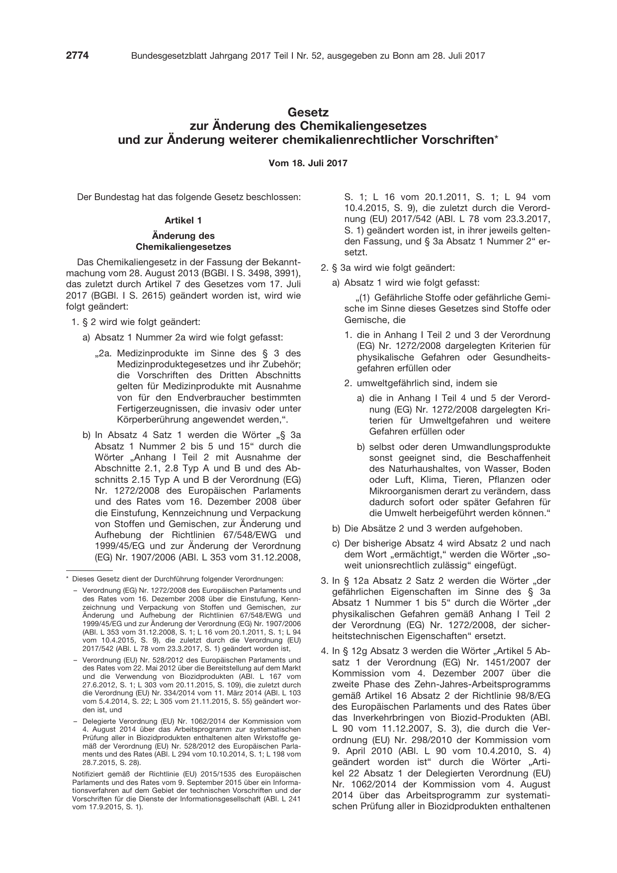 BGBl. 2017, Seite 2774 — Originalseite als Abbildung