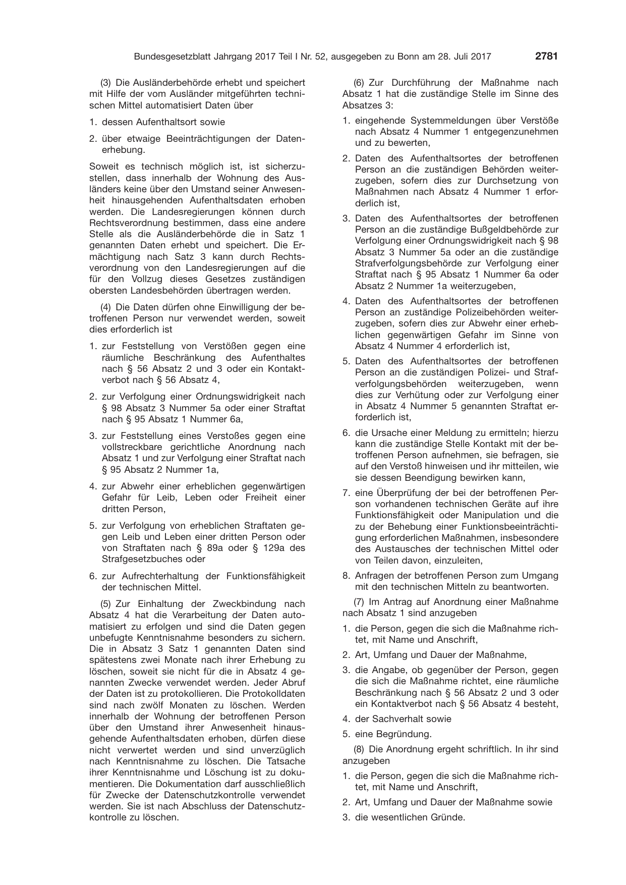 BGBl. 2017, Seite 2781 — Originalseite als Abbildung
