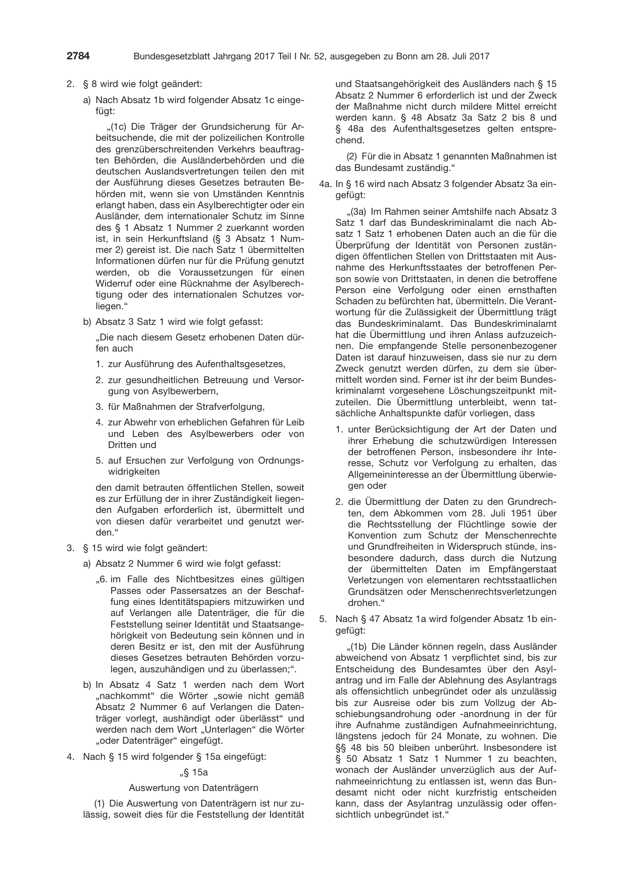 BGBl. 2017, Seite 2784 — Originalseite als Abbildung