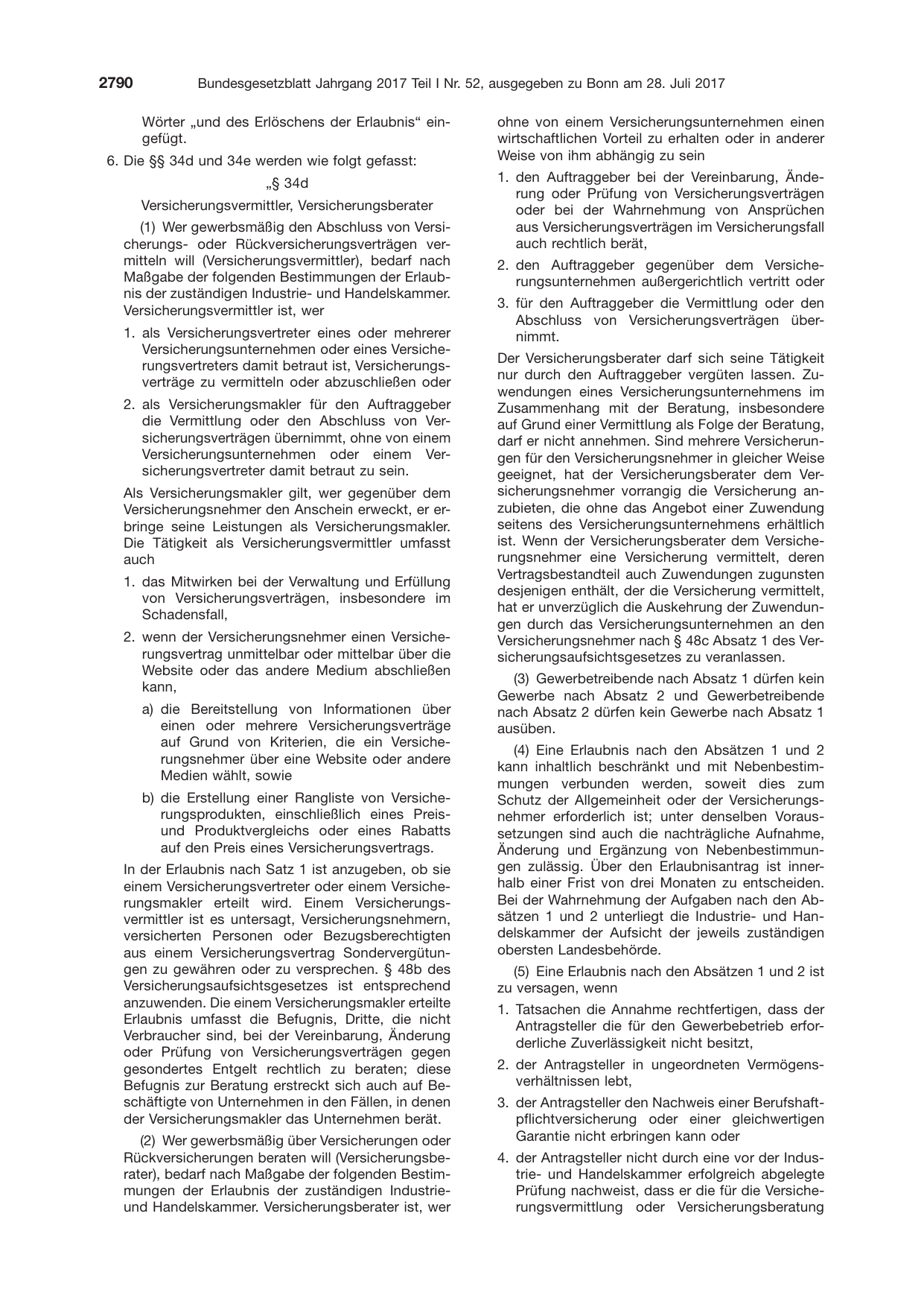 BGBl. 2017, Seite 2790 — Originalseite als Abbildung