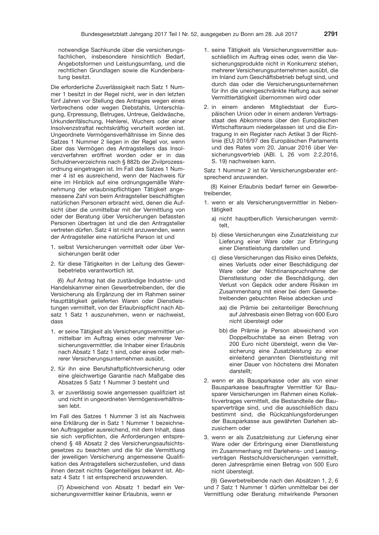 BGBl. 2017, Seite 2791 — Originalseite als Abbildung