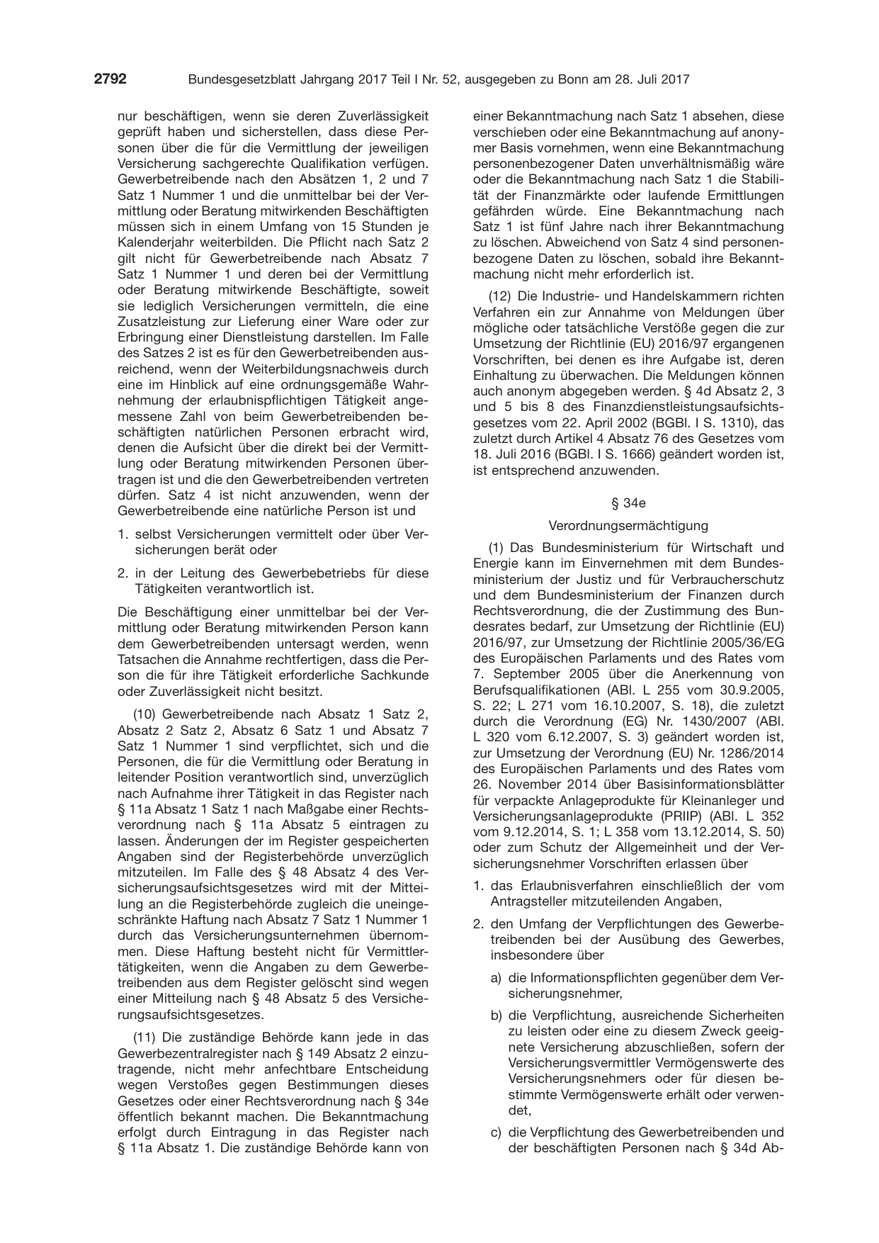 BGBl. 2017, Seite 2792 — Originalseite als Abbildung