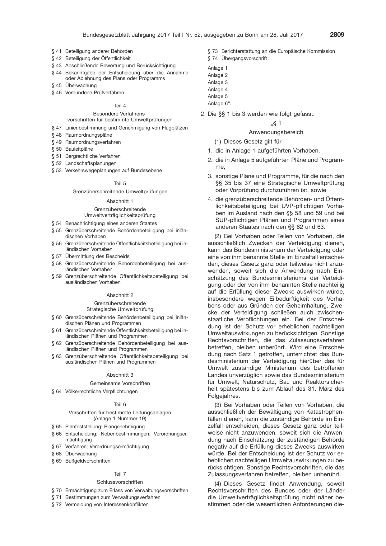 BGBl. 2017, Seite 2809 — Originalseite als Abbildung