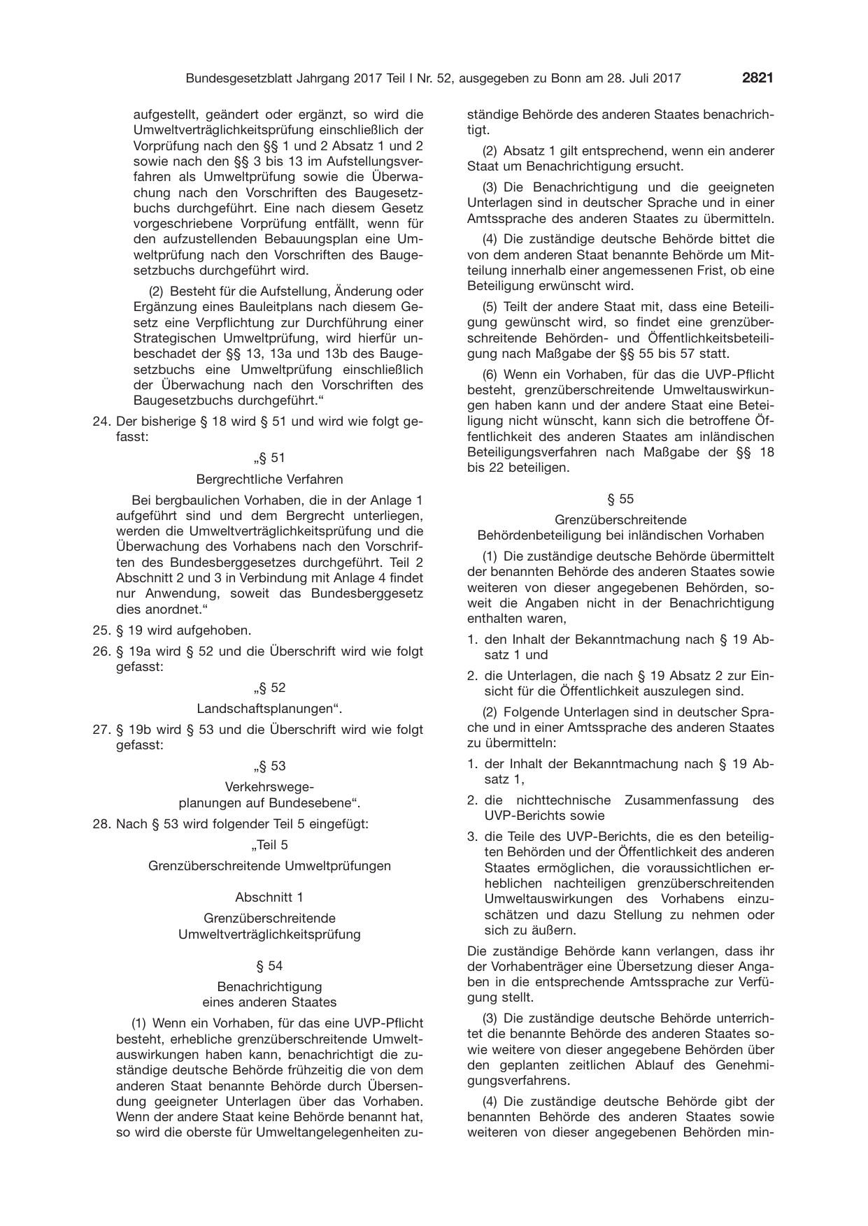 BGBl. 2017, Seite 2821 — Originalseite als Abbildung