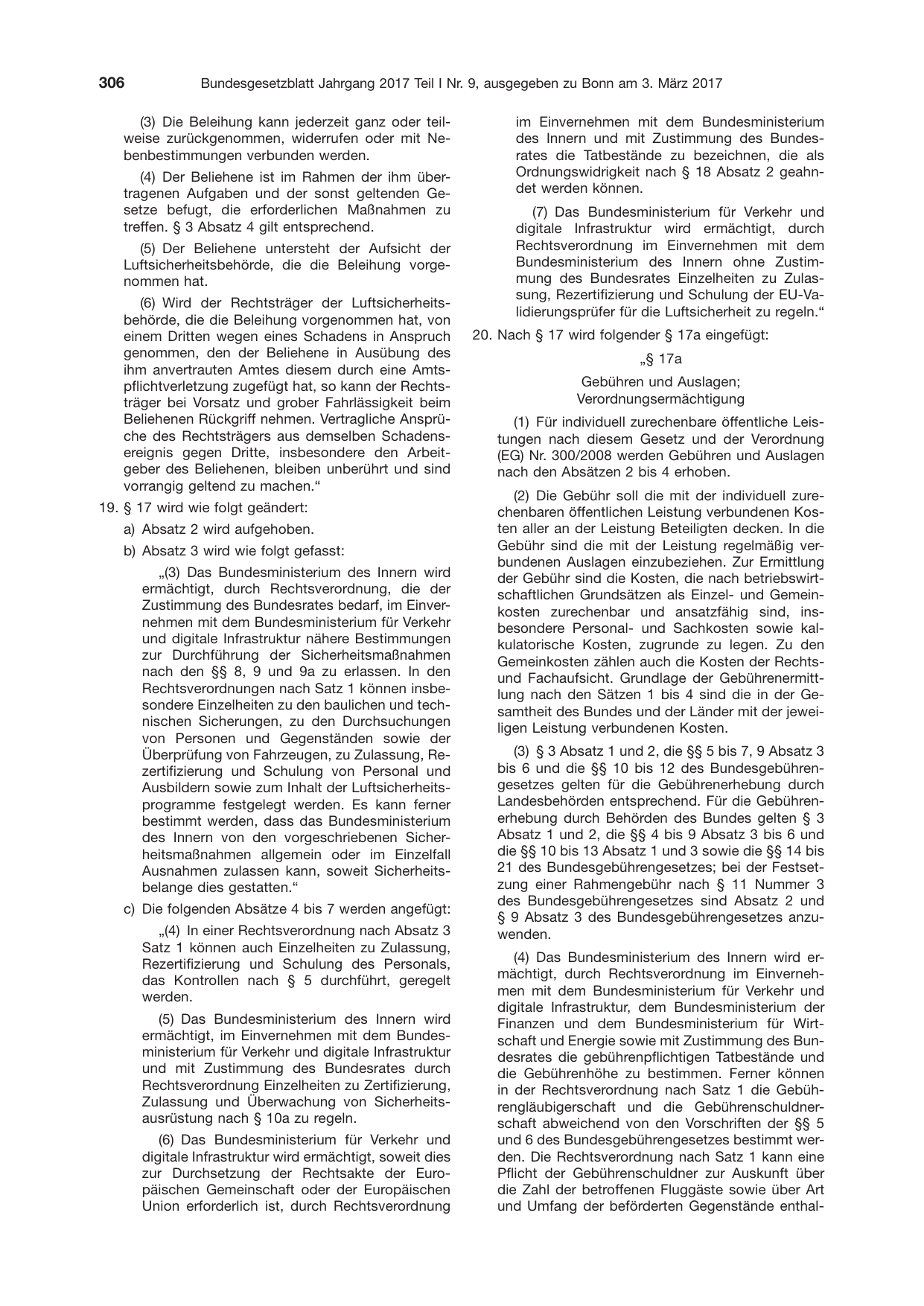 BGBl. 2017, Seite 306 — Originalseite als Abbildung