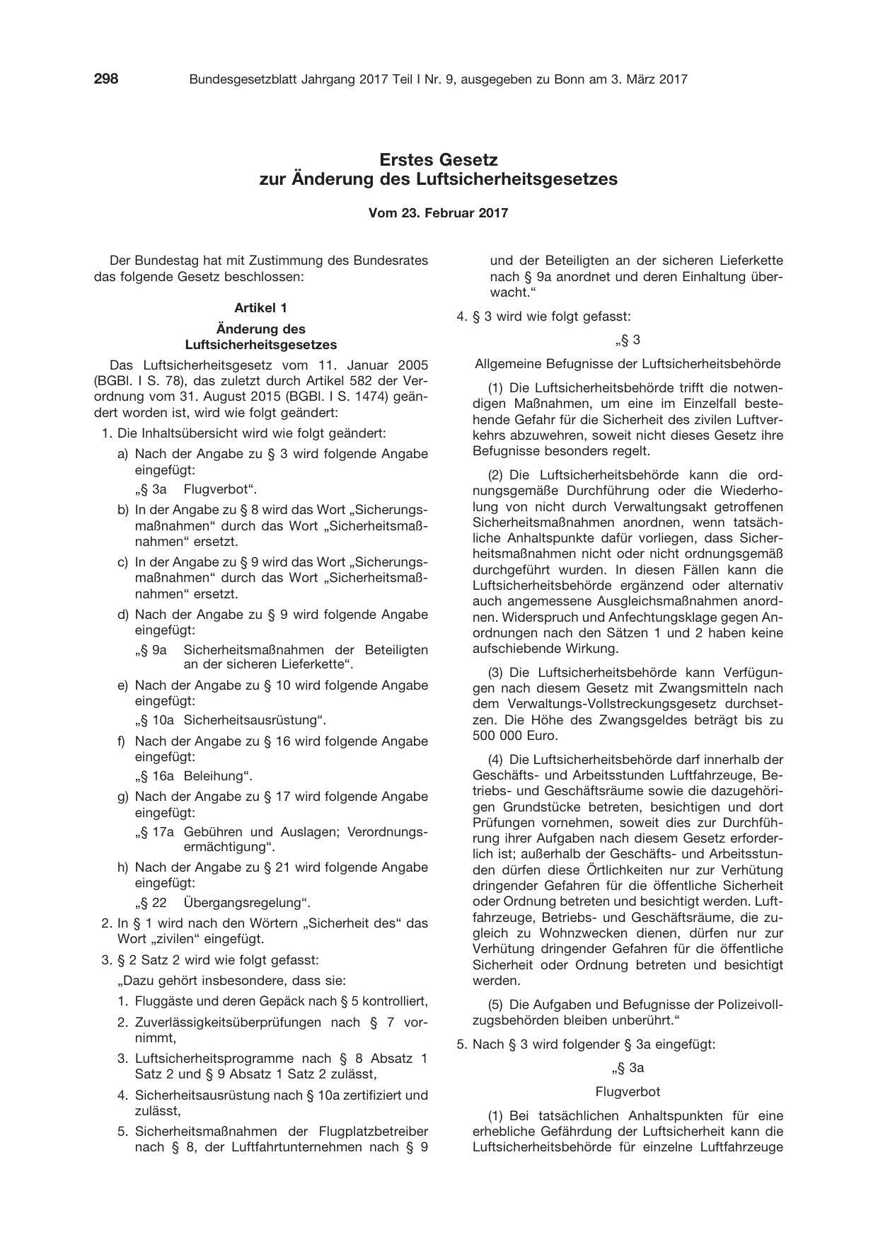 BGBl. 2017, Seite 298 — Originalseite als Abbildung