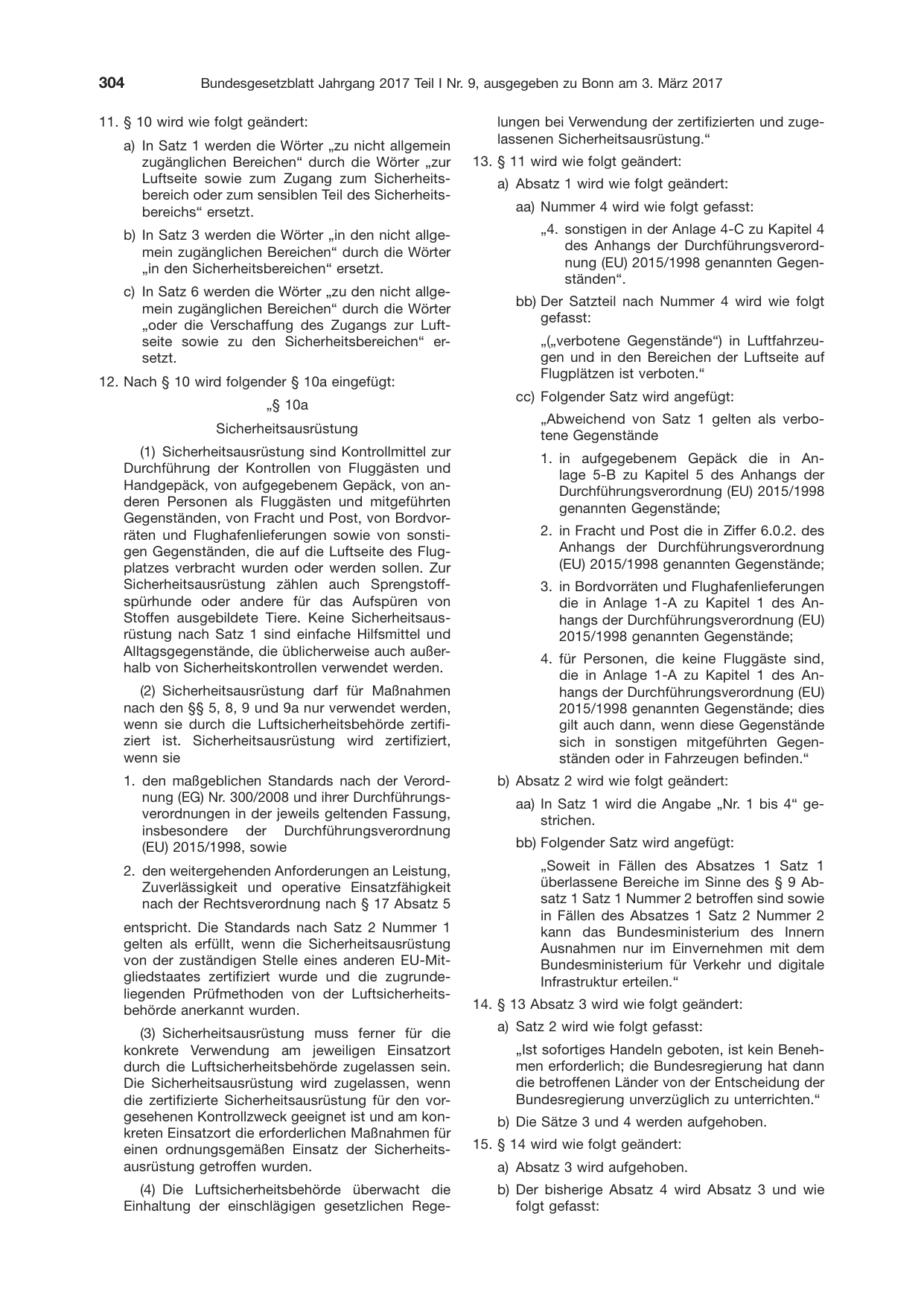 BGBl. 2017, Seite 304 — Originalseite als Abbildung