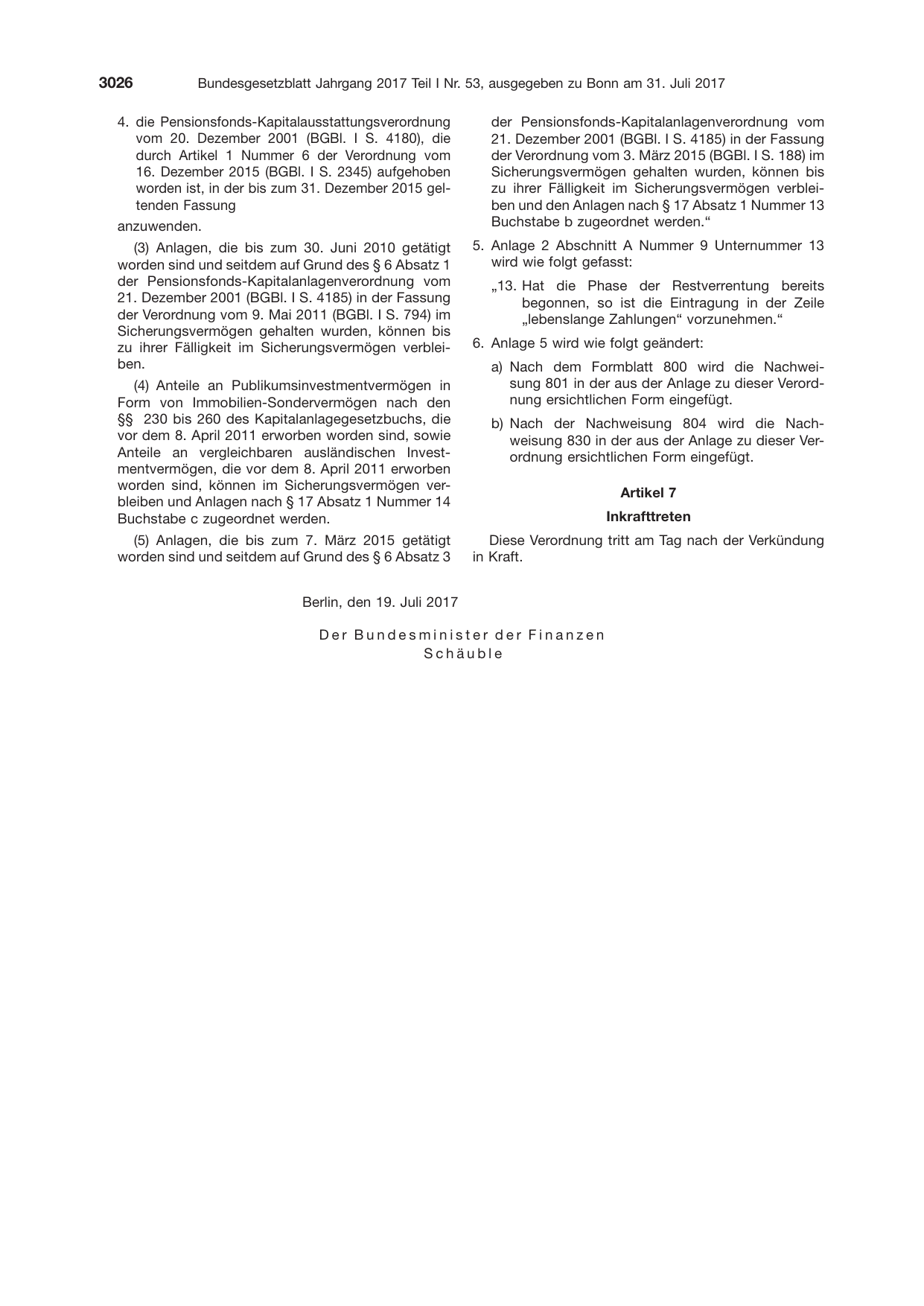 BGBl. 2017, Seite 3026 — Originalseite als Abbildung